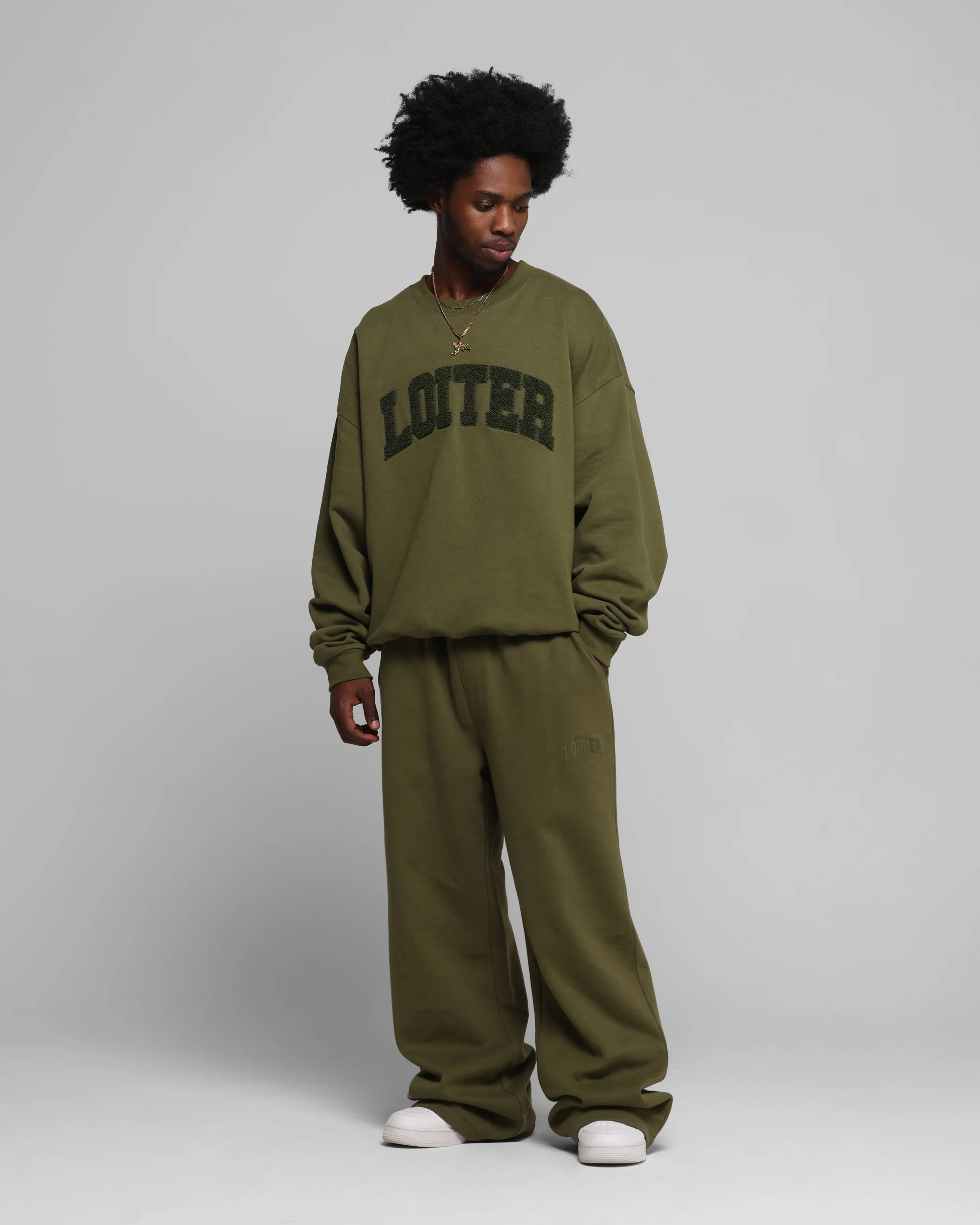 Loiter Arch Premium Sweat Pants Khaki - Image 2