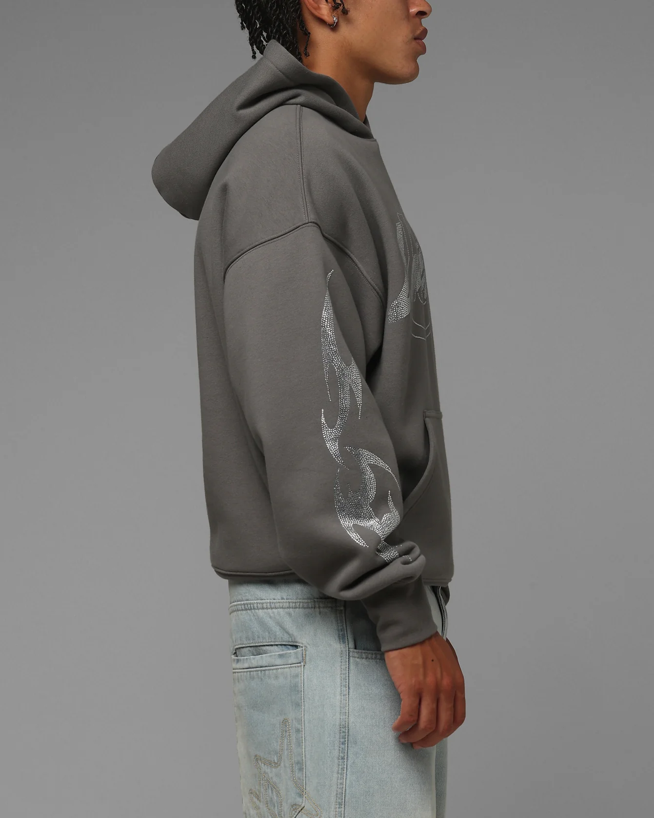 Atlantic Rhinestone Hoodie Charcoal - Image 2