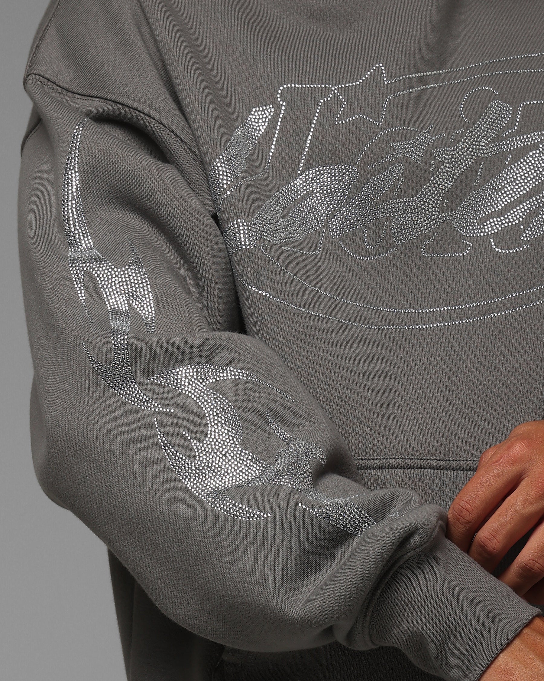 Atlantic Rhinestone Hoodie Charcoal - Image 4