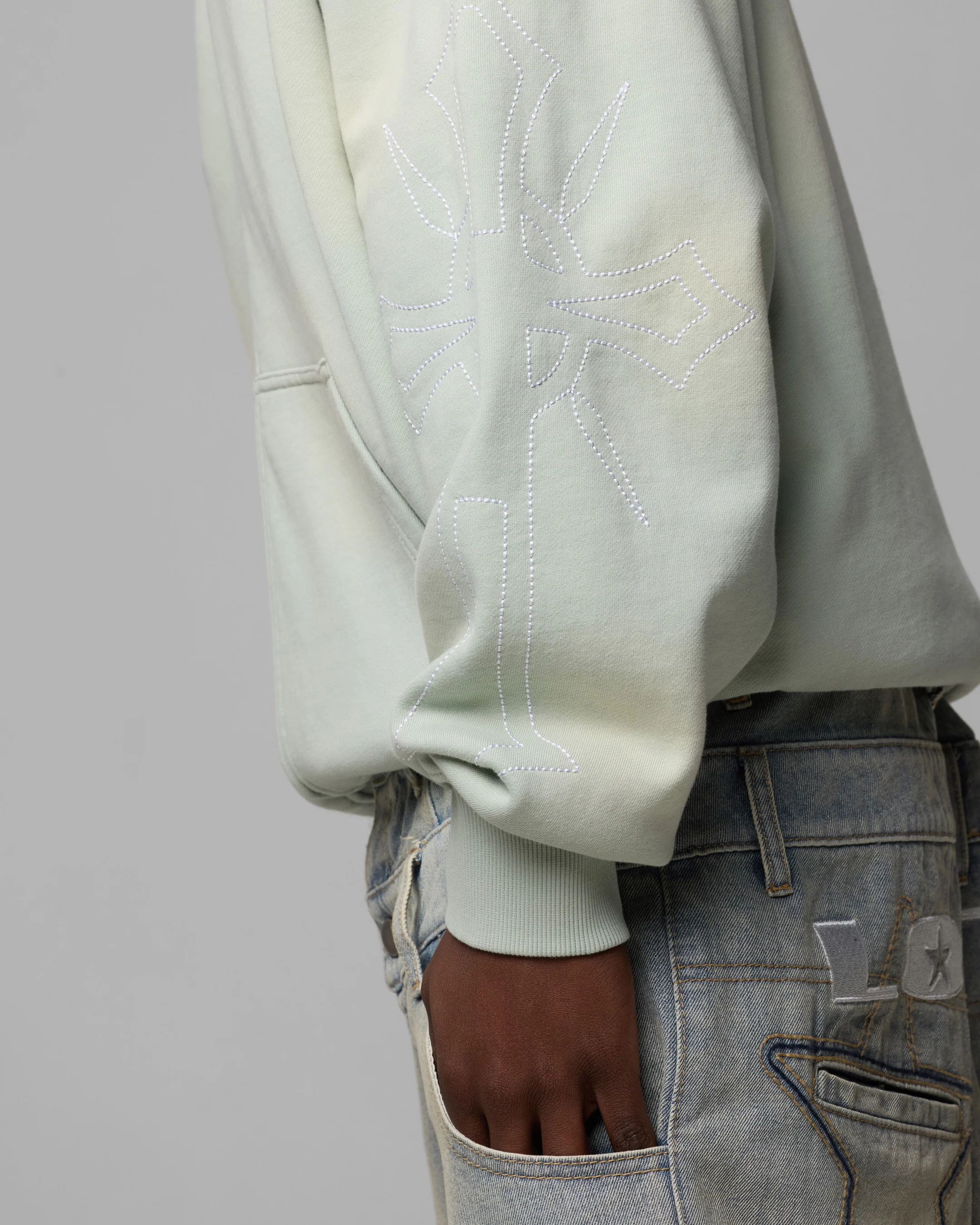 Loiter Atmosphere Full Zip Hoodie Washed Green - Image 8