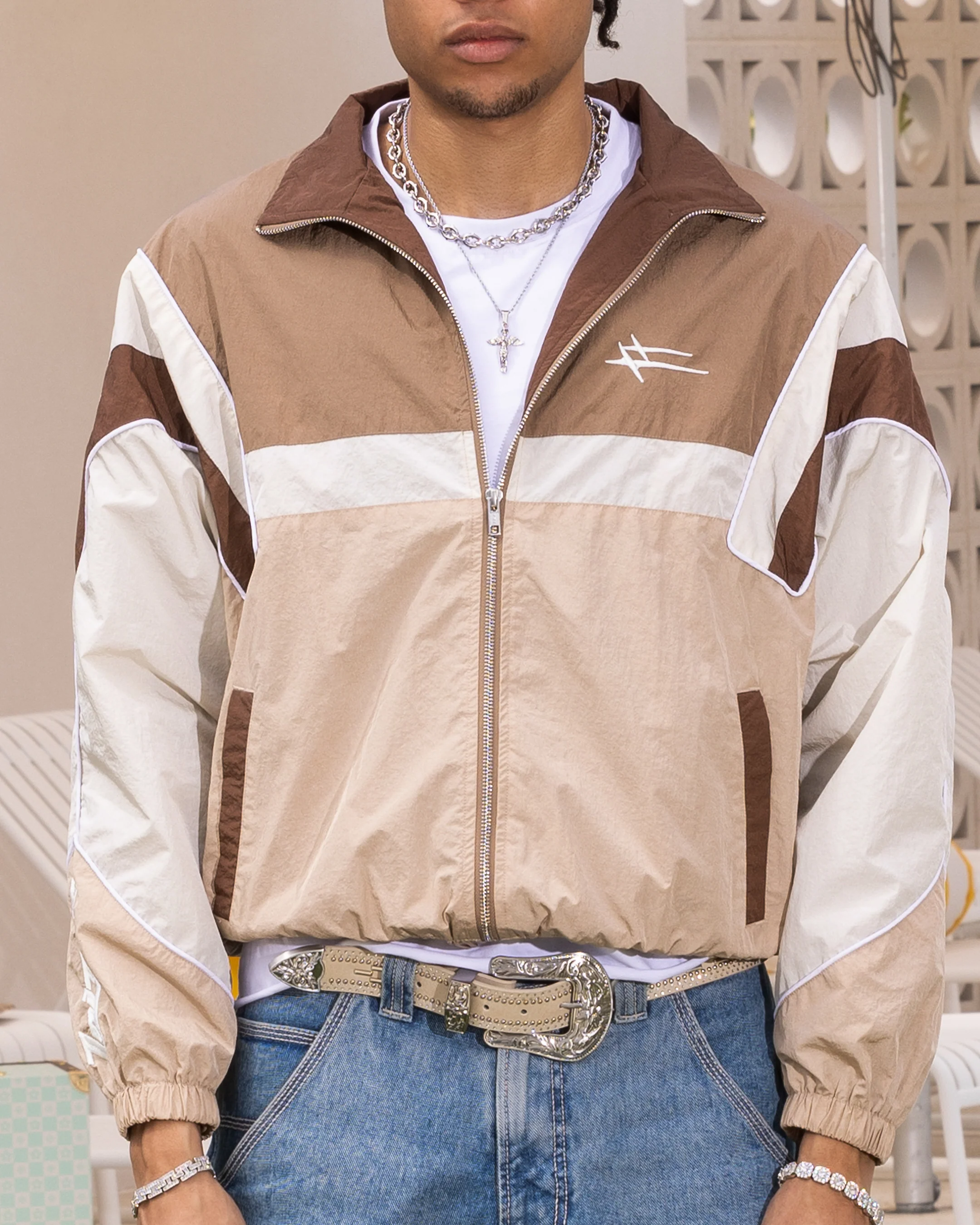 Loiter Axel Track Jacket Brown/Tan - Image 4