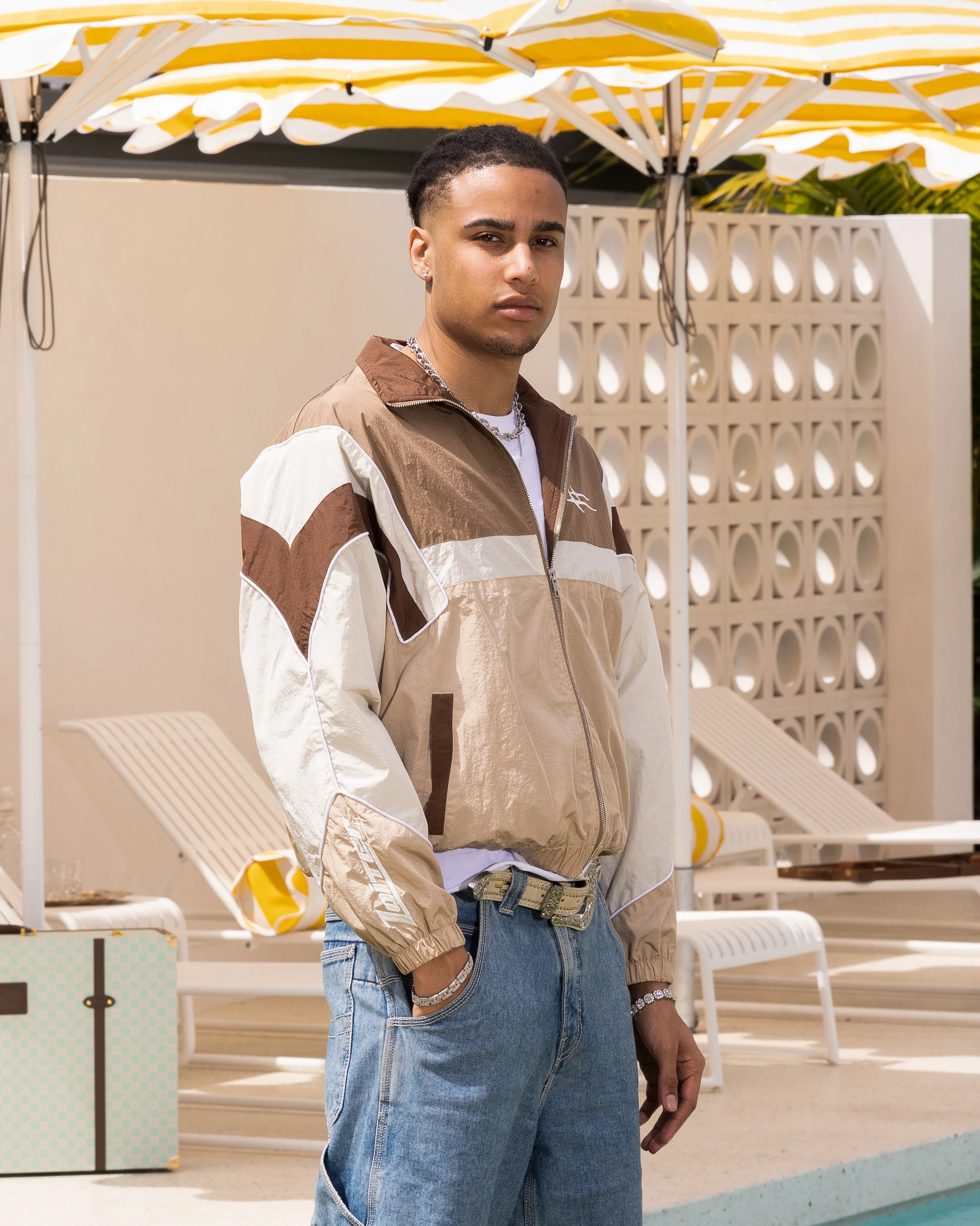 Loiter Axel Track Jacket Brown/Tan - Image 6