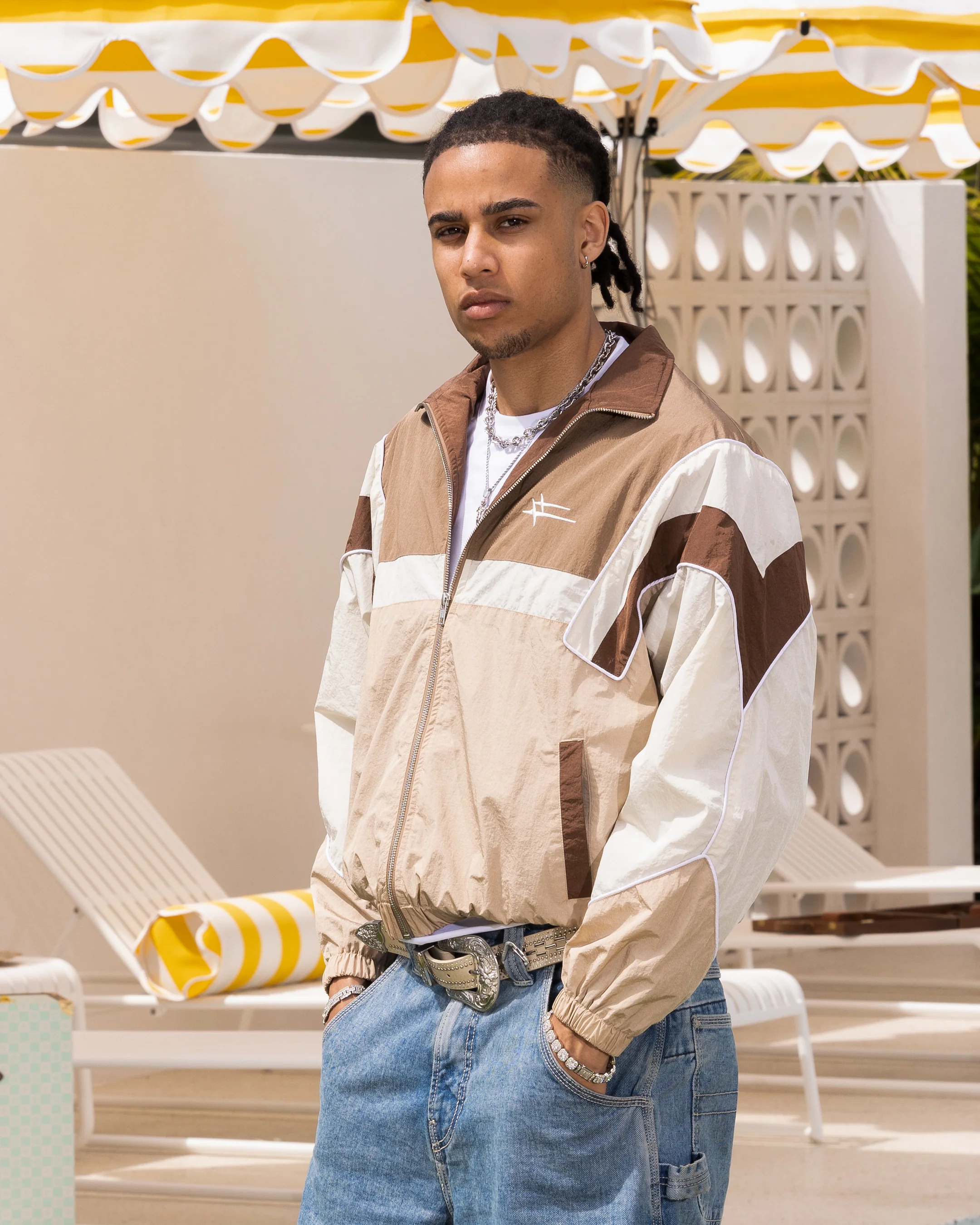 Loiter Axel Track Jacket Brown/Tan - Image 7