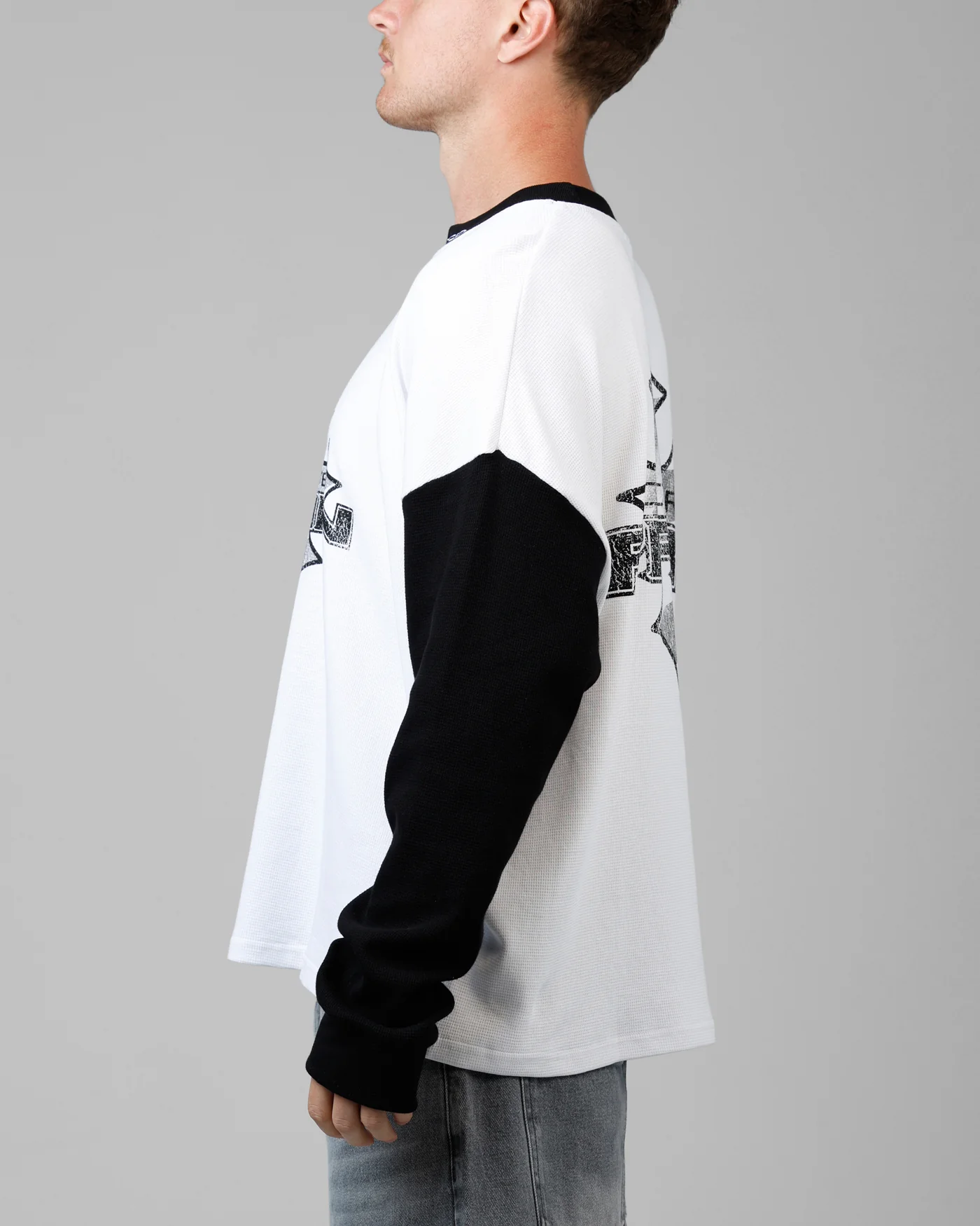 Biome Waffle Long Sleeve T-Shirt White/Black - Image 5