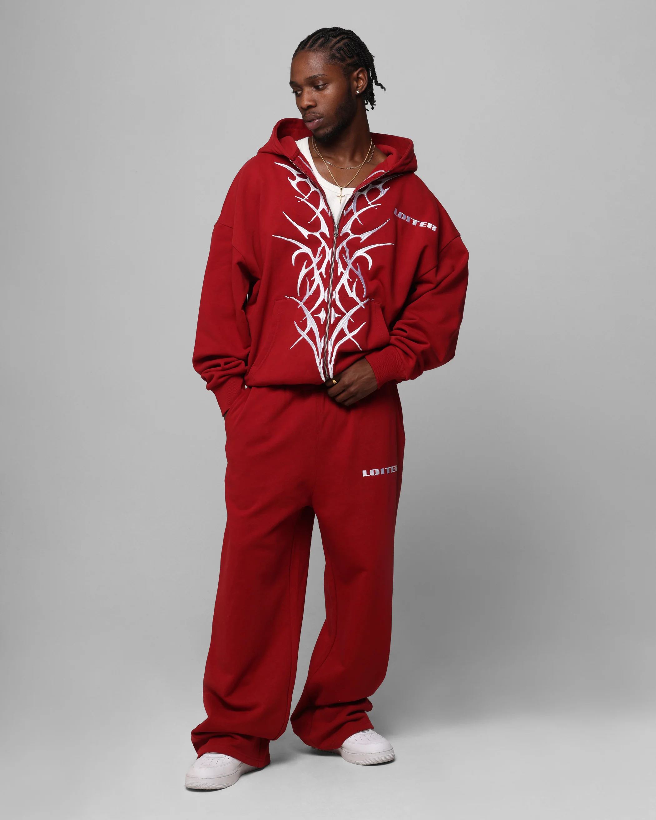 Loiter Blood Born Track Pants Burgandy - Image 2