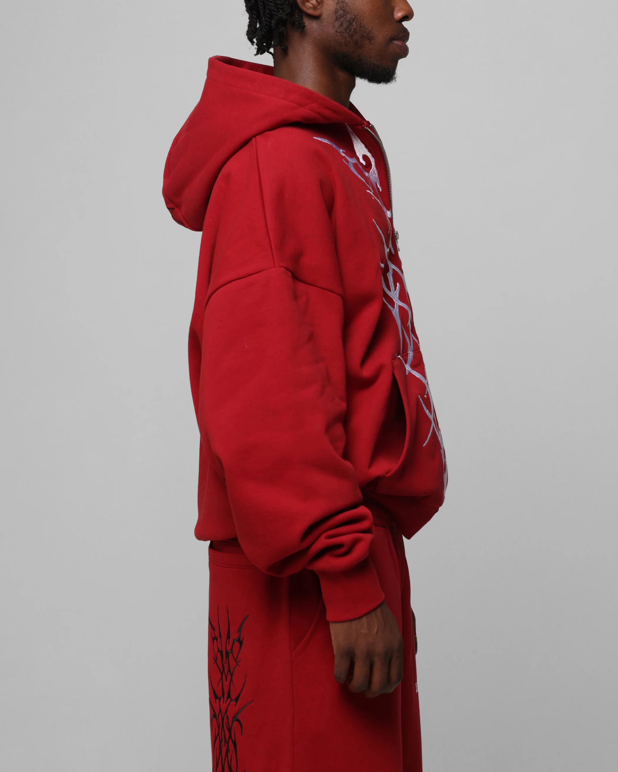 Loiter Blood Born Zip Hoodie Burgandy - Image 5