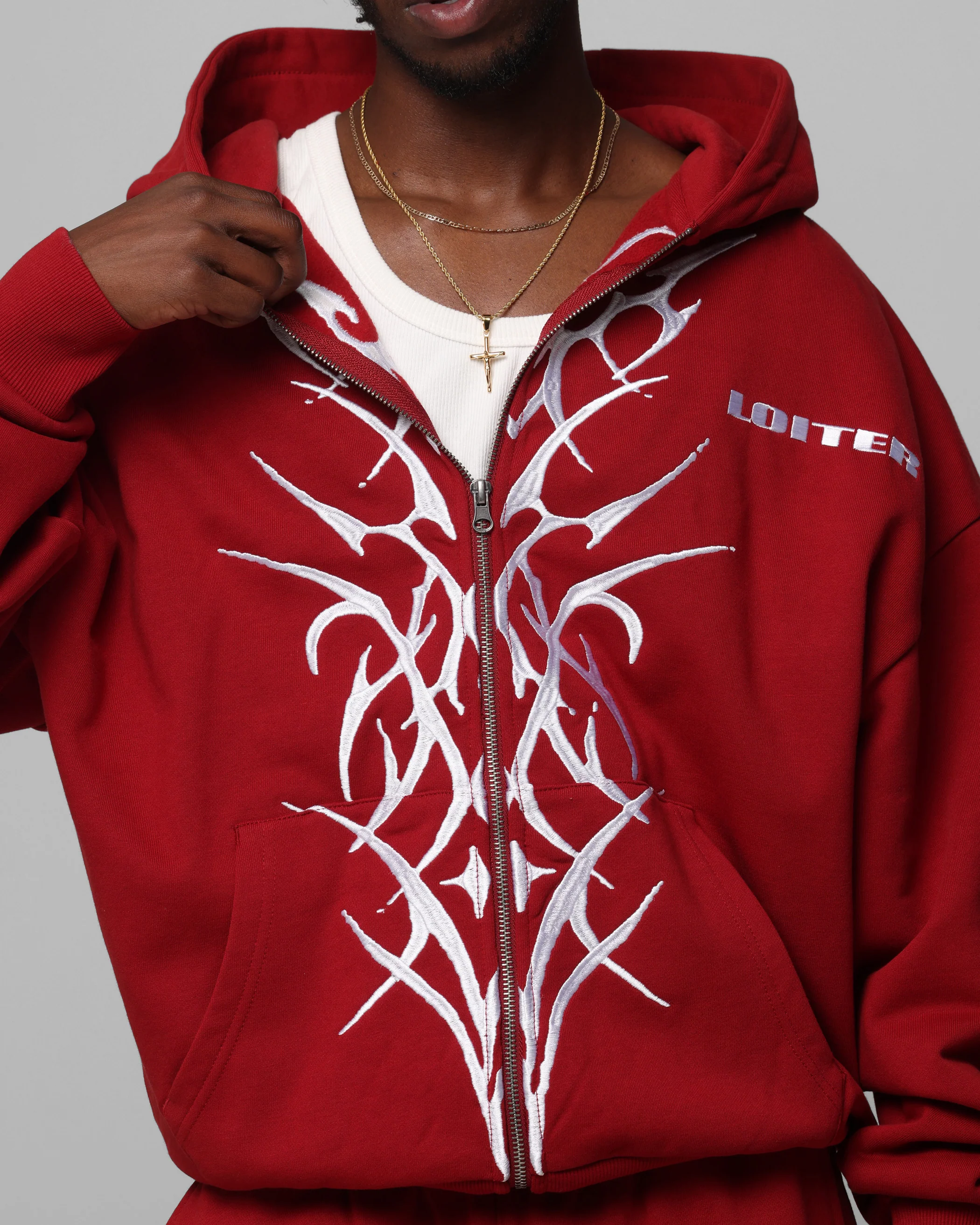Loiter Blood Born Zip Hoodie Burgandy - Image 7