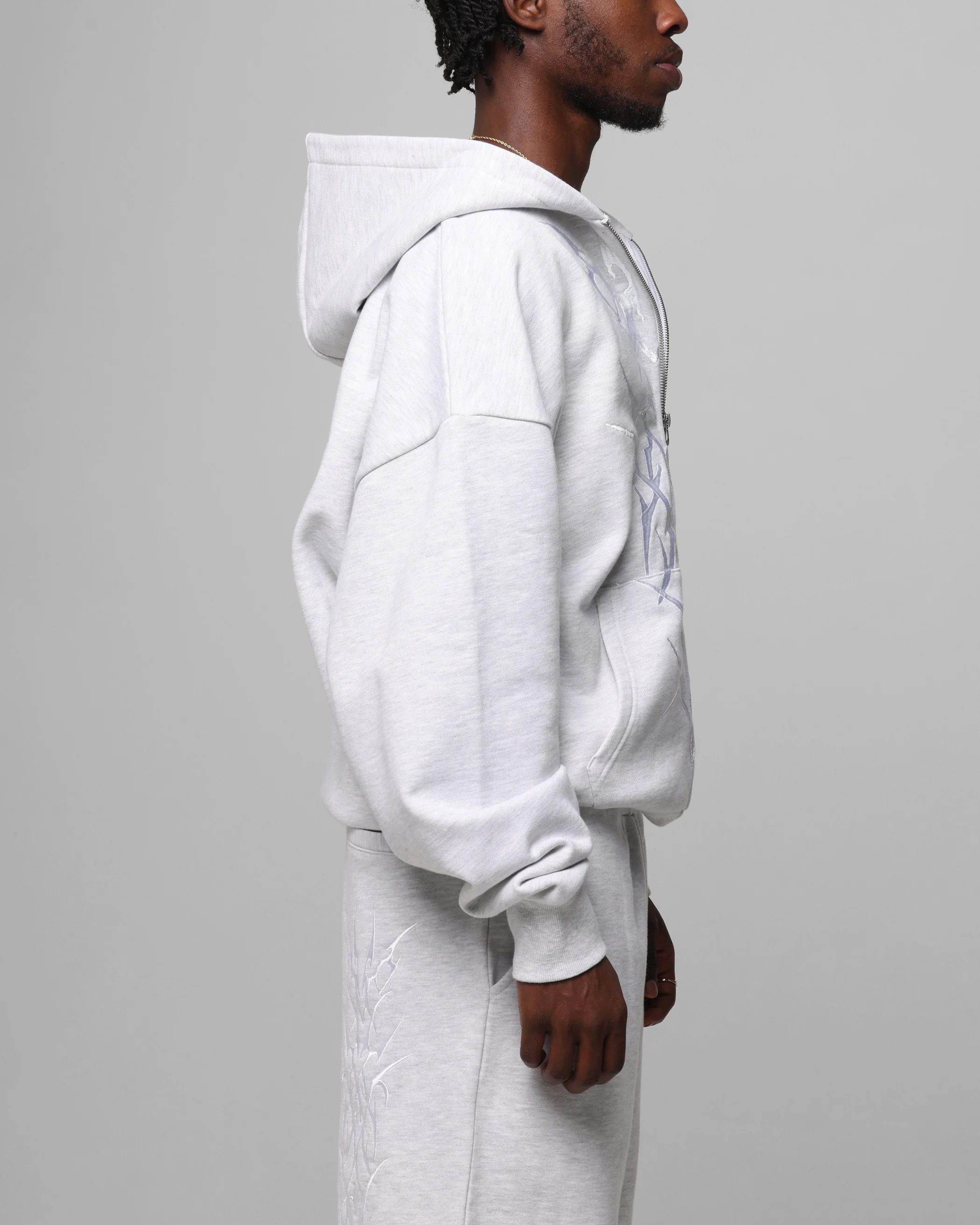 Loiter Blood Born Zip Hoodie Grey Marle - Image 5