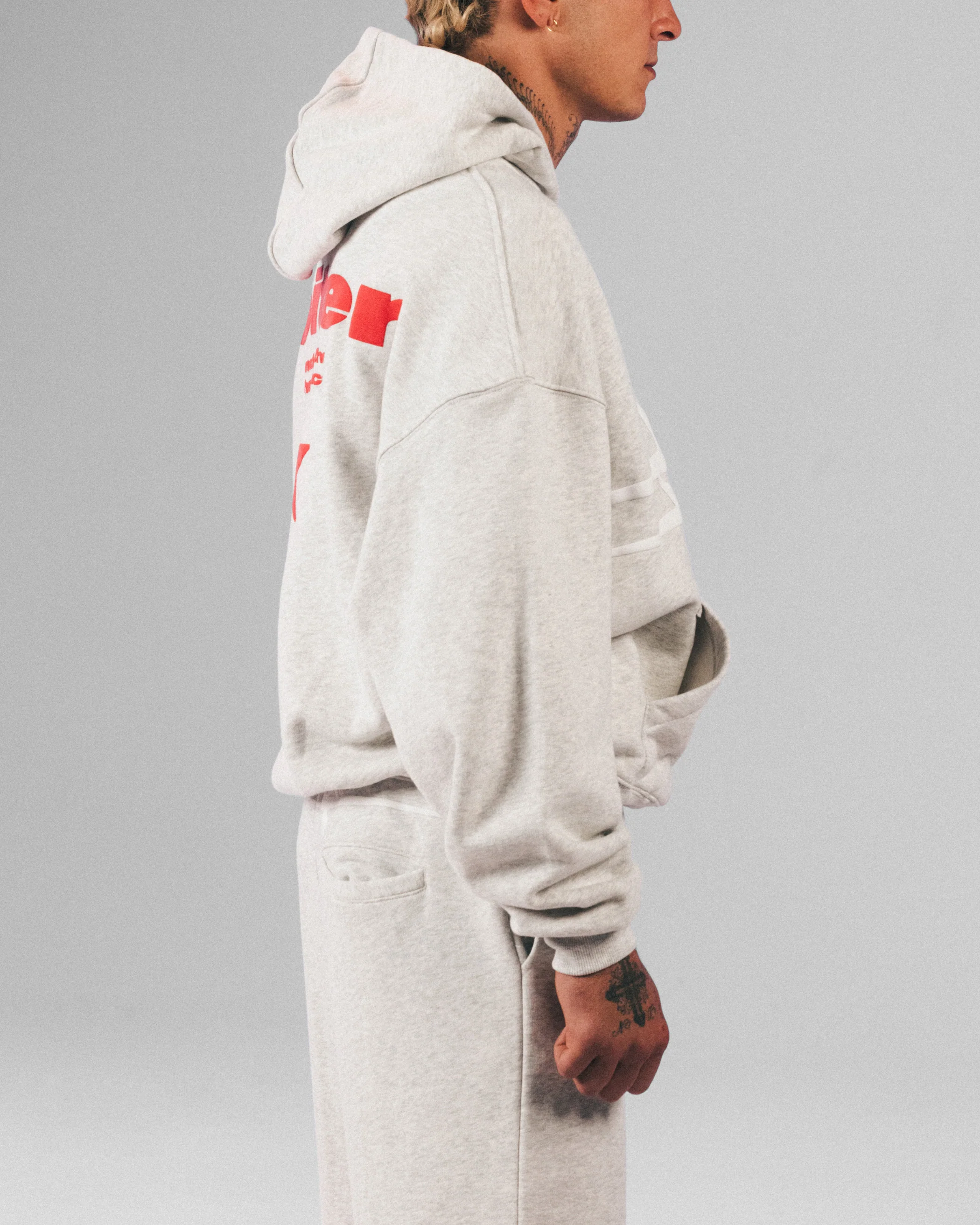 Loiter Celestial Full Zip Hoodie Light Grey Marl - Image 5
