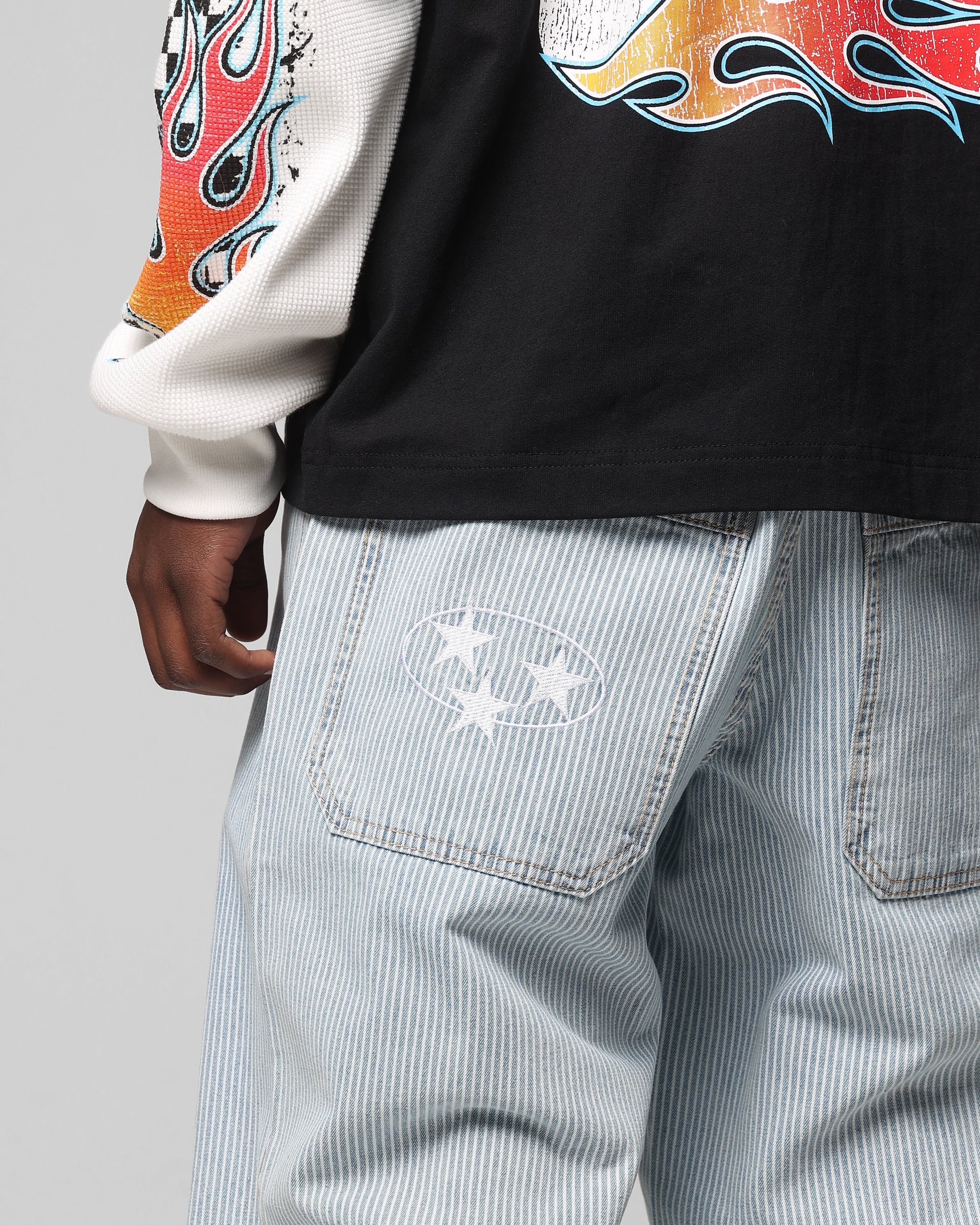 Loiter Collateral Baggy Jeans Blue Pin Stripe - Image 3
