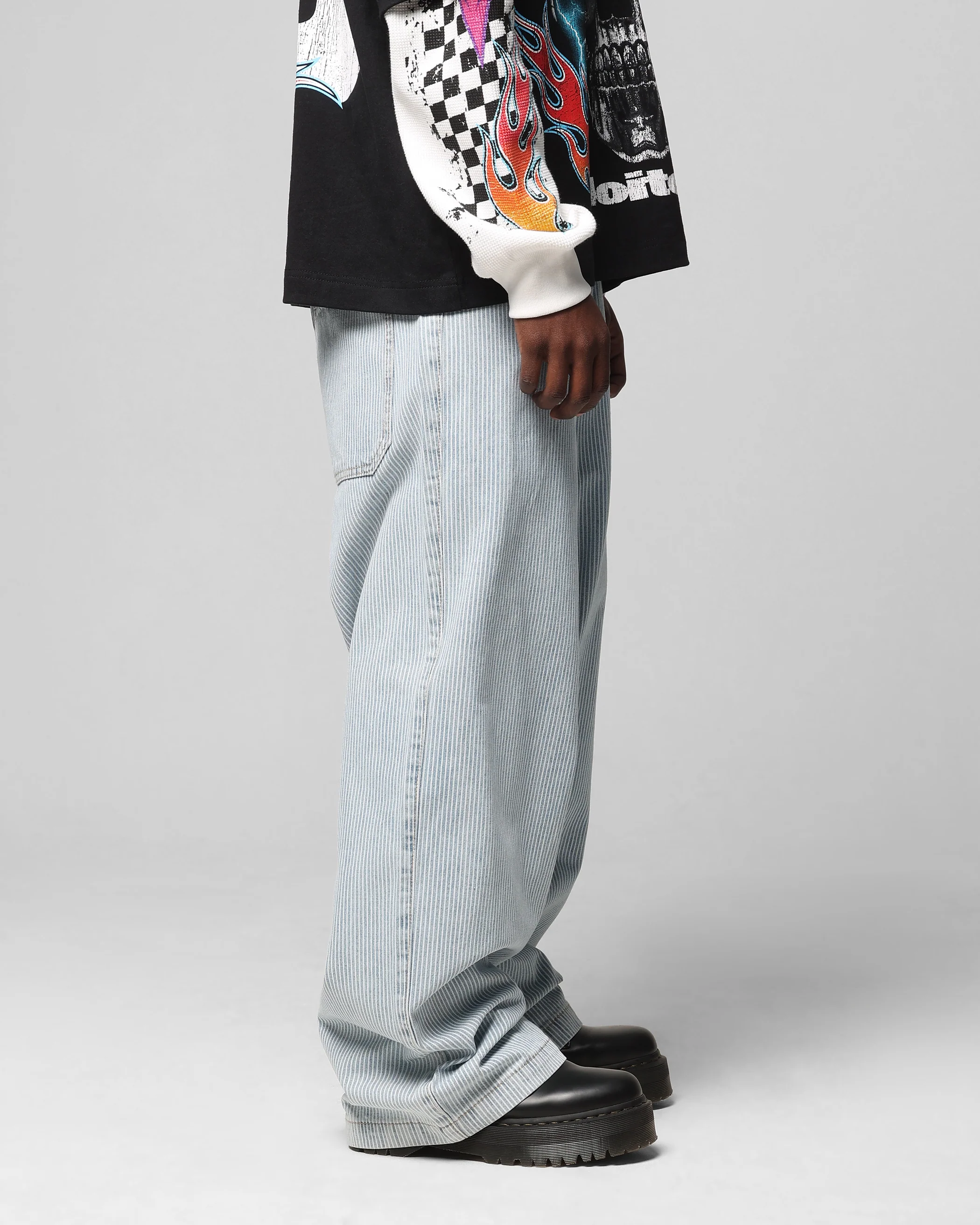 Loiter Collateral Baggy Jeans Blue Pin Stripe - Image 5