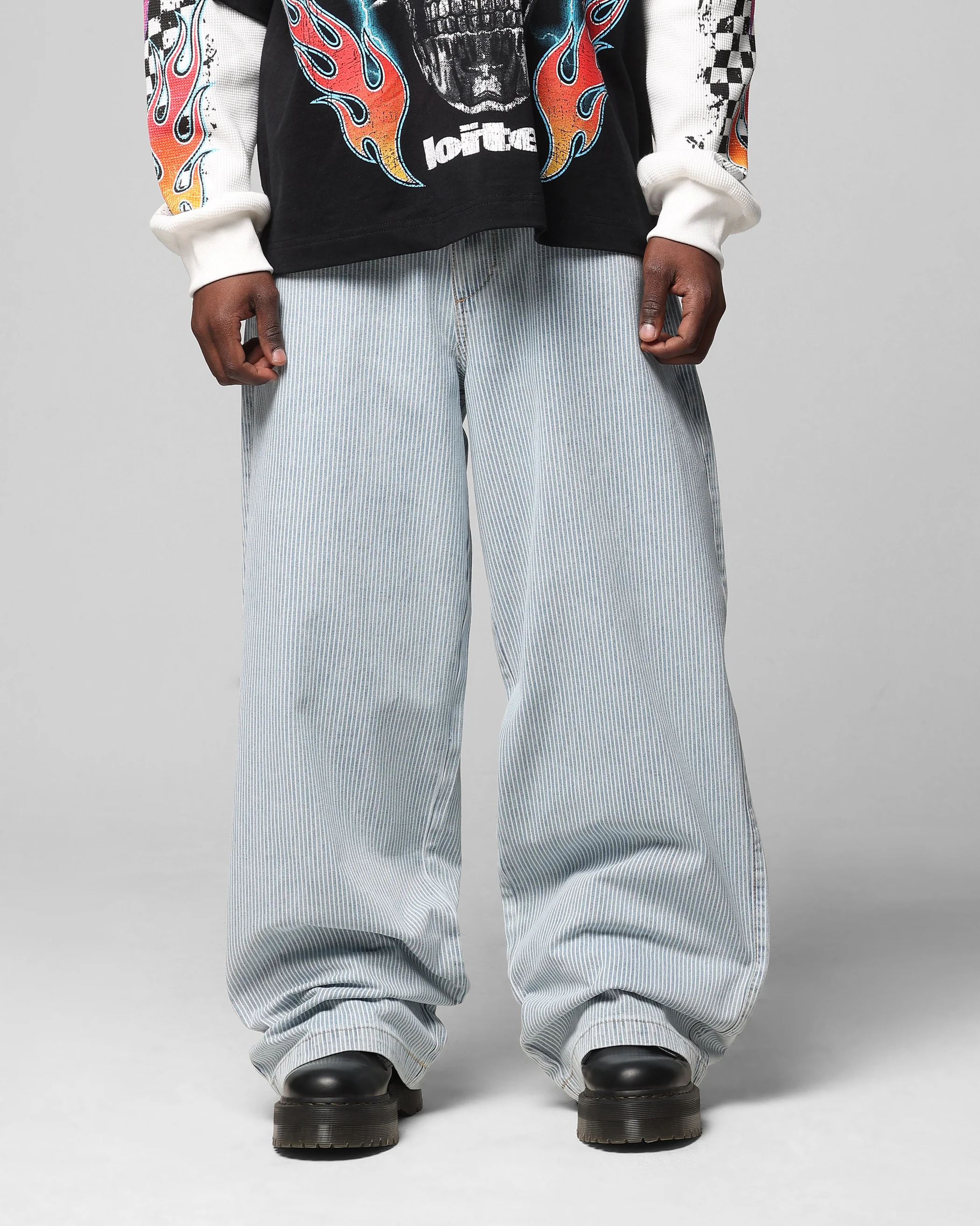 Loiter Collateral Baggy Jeans Blue Pin Stripe - Image 6