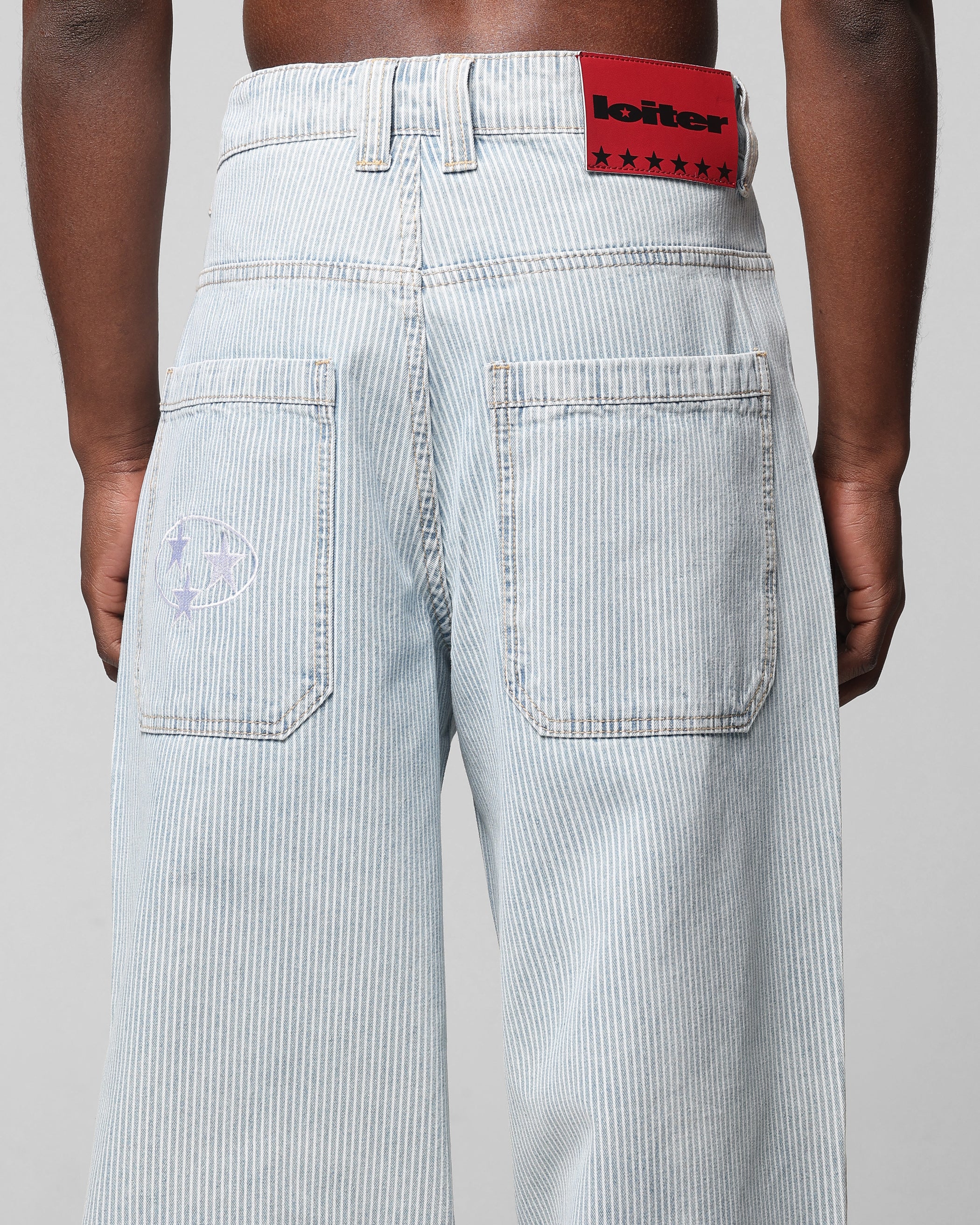 Loiter Collateral Baggy Jeans Blue Pin Stripe - Image 8
