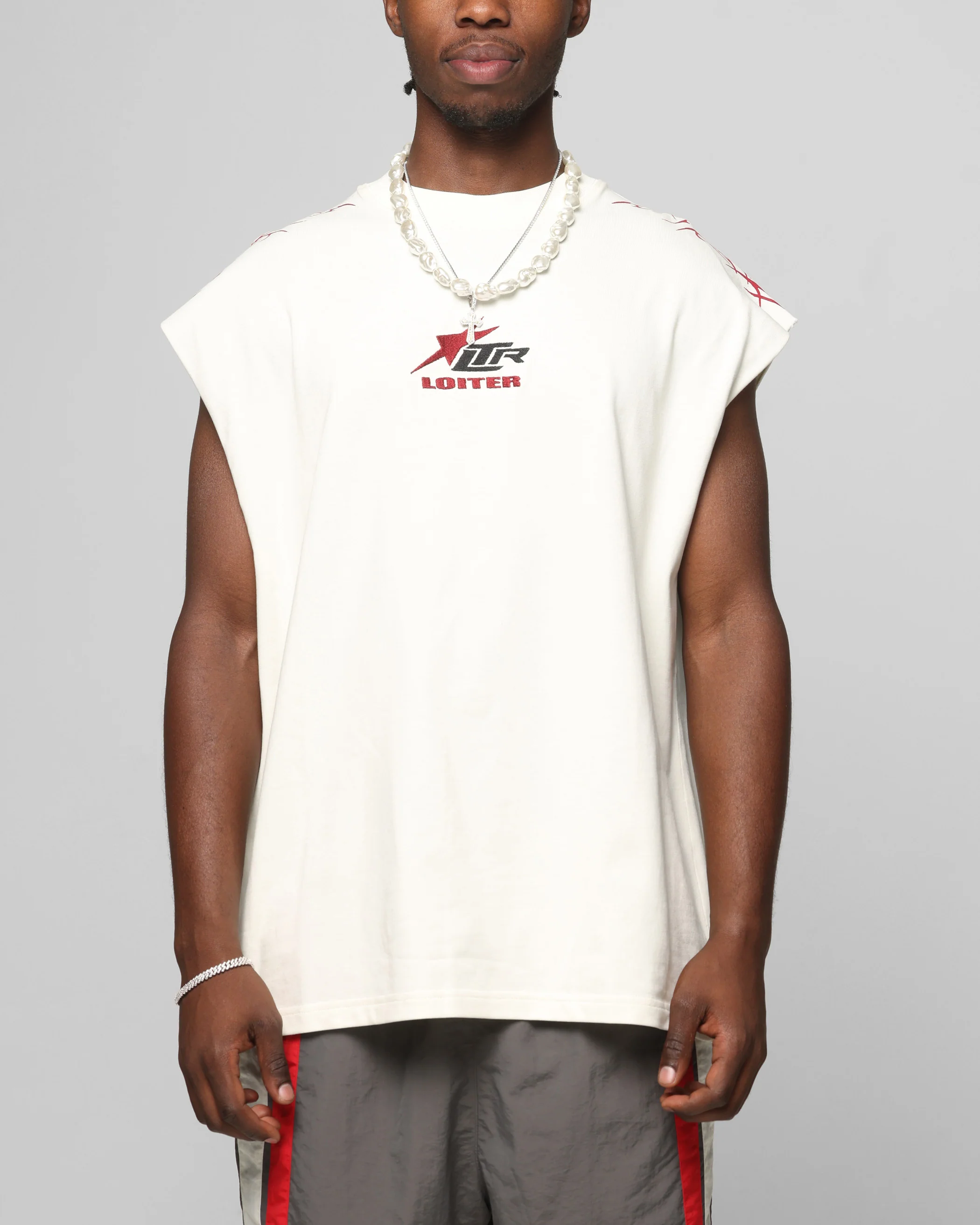 Loiter Cyber Muscle T-Shirt Off White - Image 2