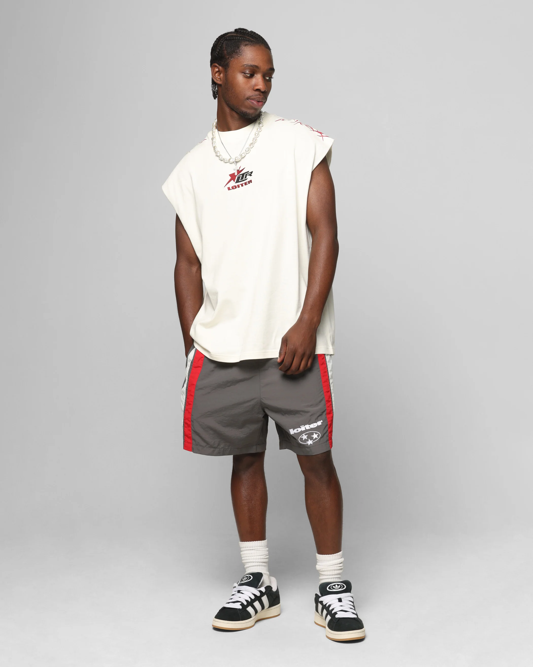 Loiter Cyber Muscle T-Shirt Off White - Image 4