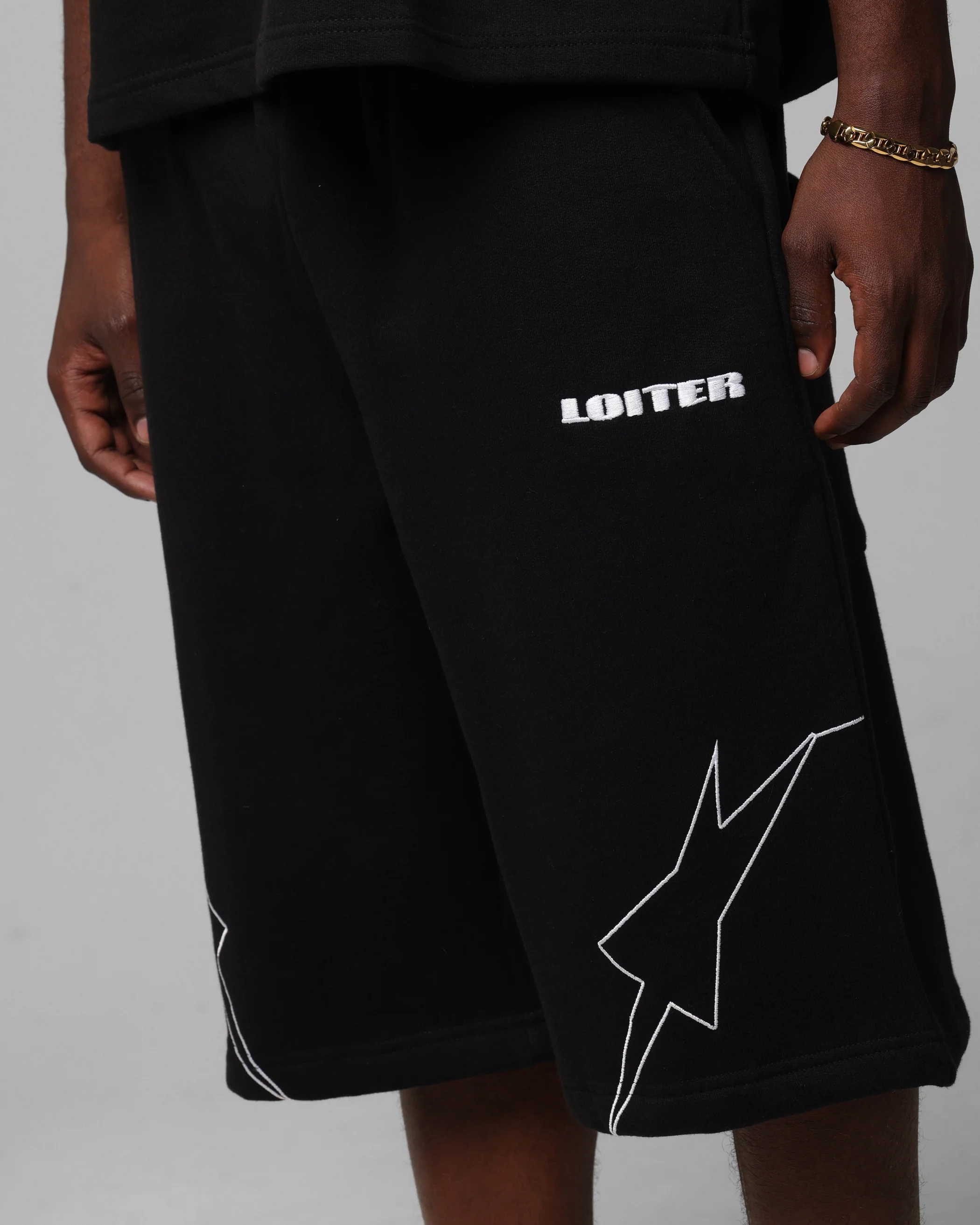 Loiter Dark Performance Fleece Shorts Black - Image 3