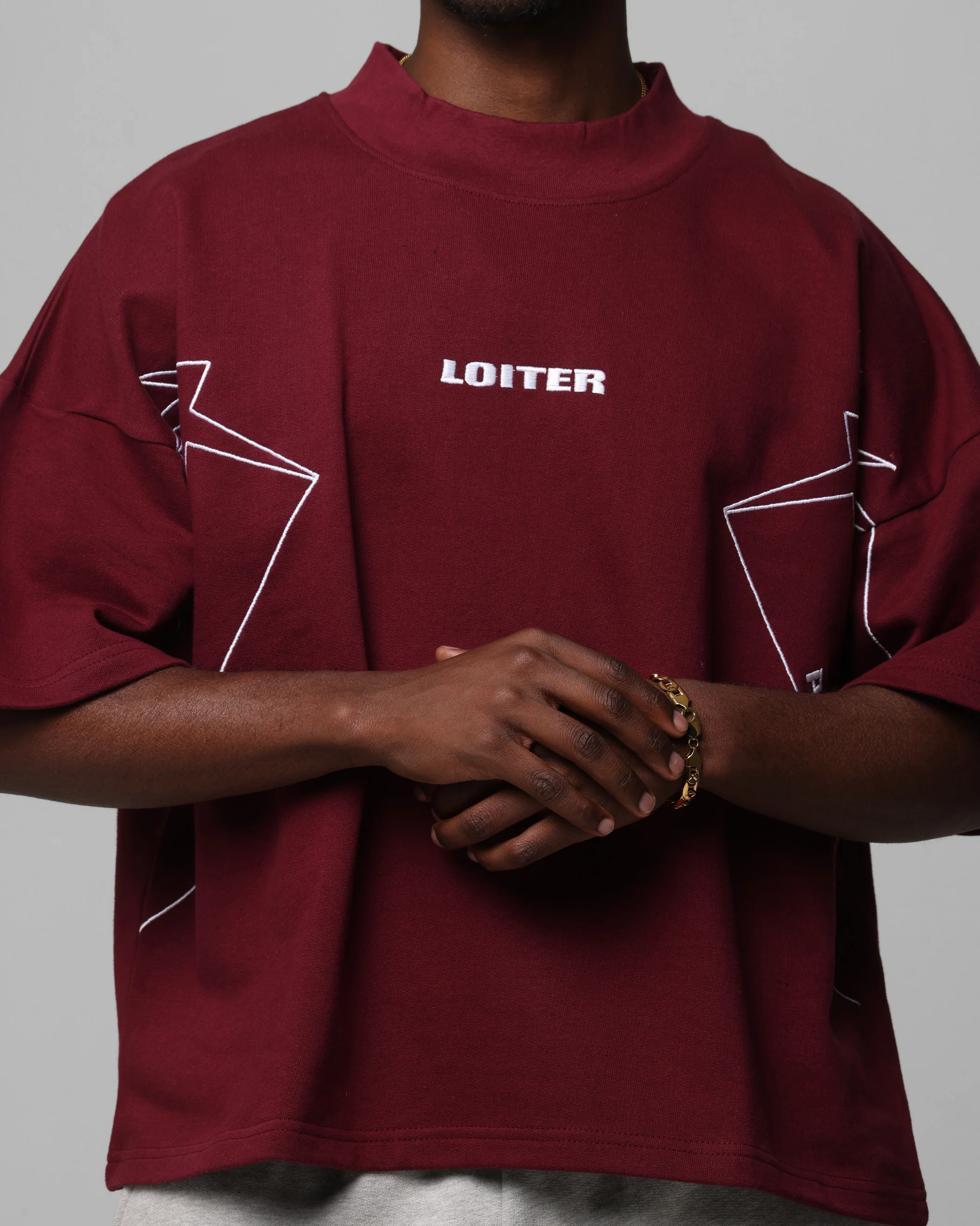 Loiter Dark Performance T-Shirt Burgandy - Image 7