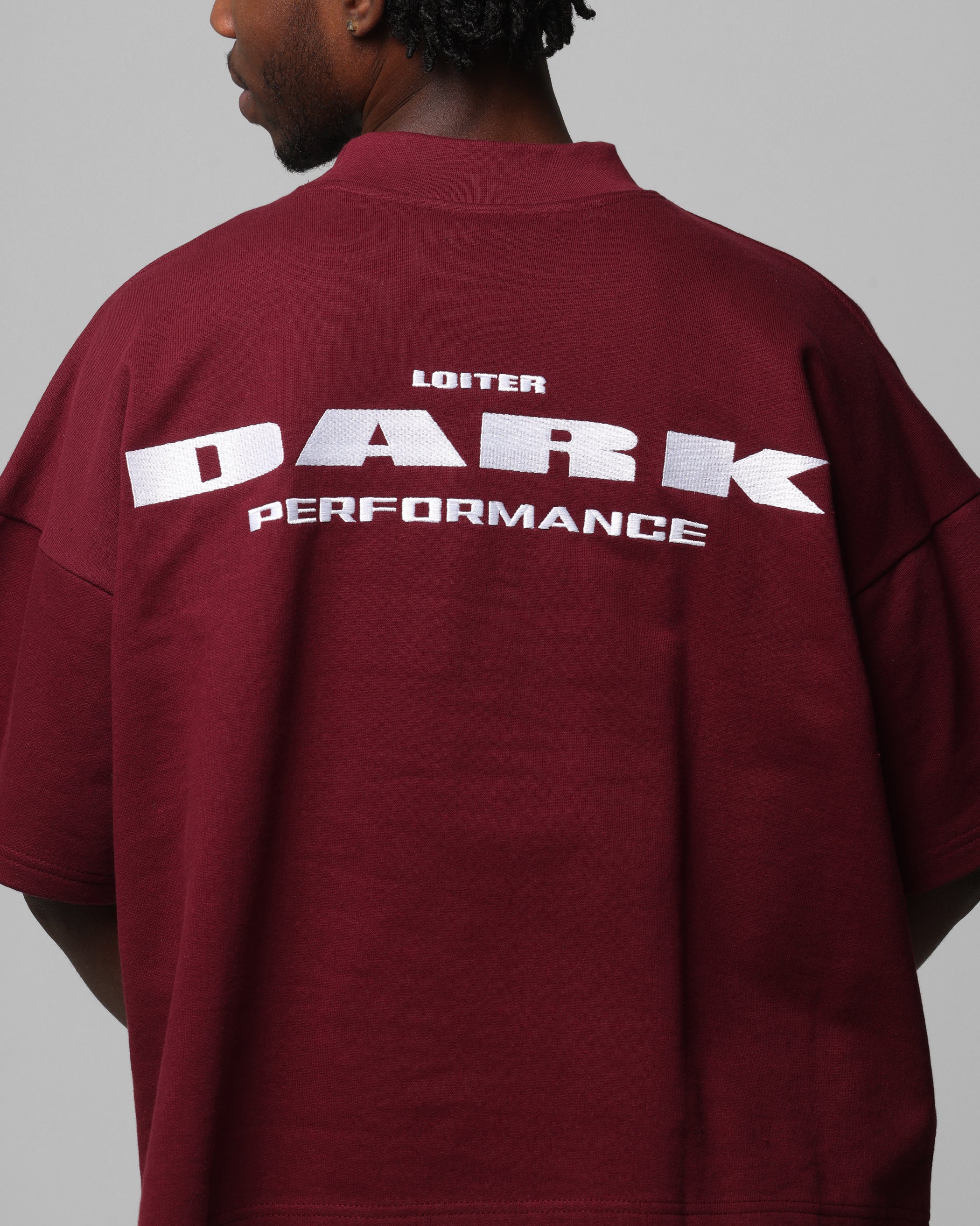Loiter Dark Performance T-Shirt Burgandy - Image 8
