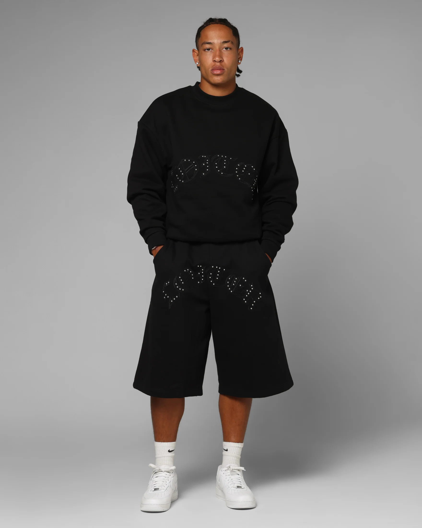 Loiter Destruct Sweat Shorts Black - Image 2
