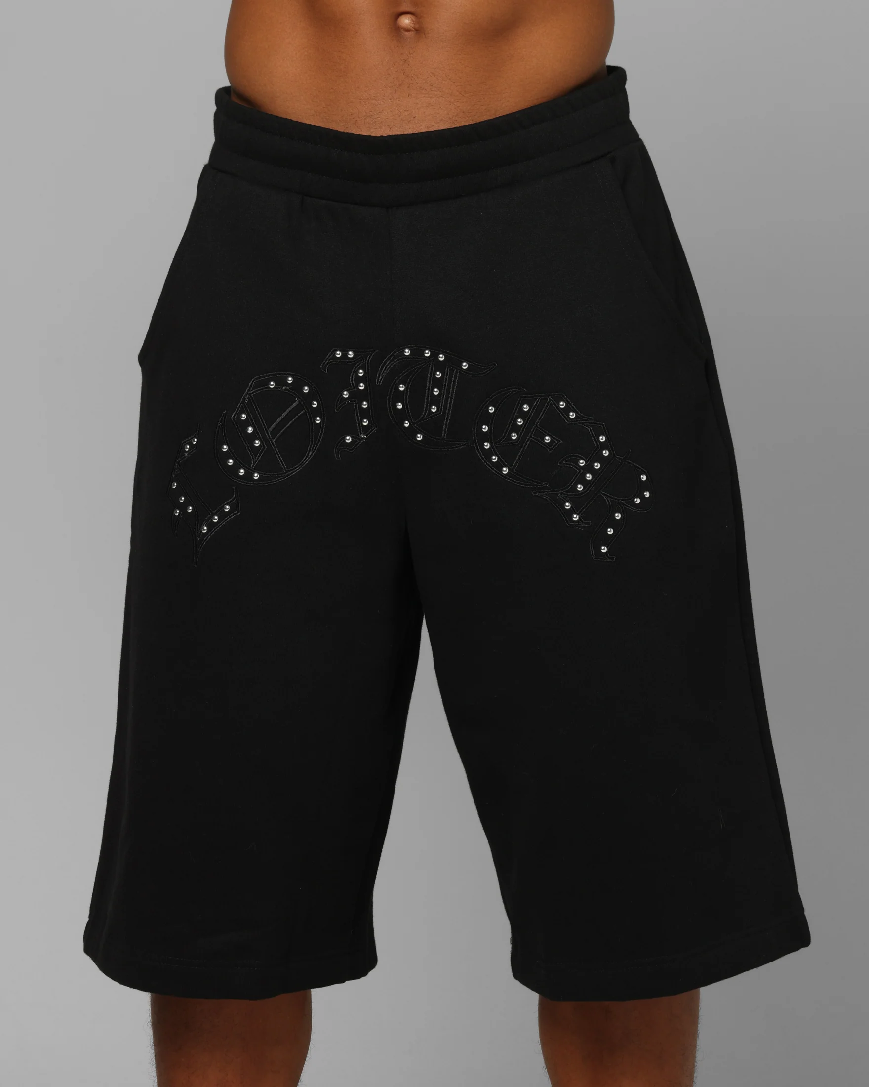 Loiter Destruct Sweat Shorts Black - Image 7