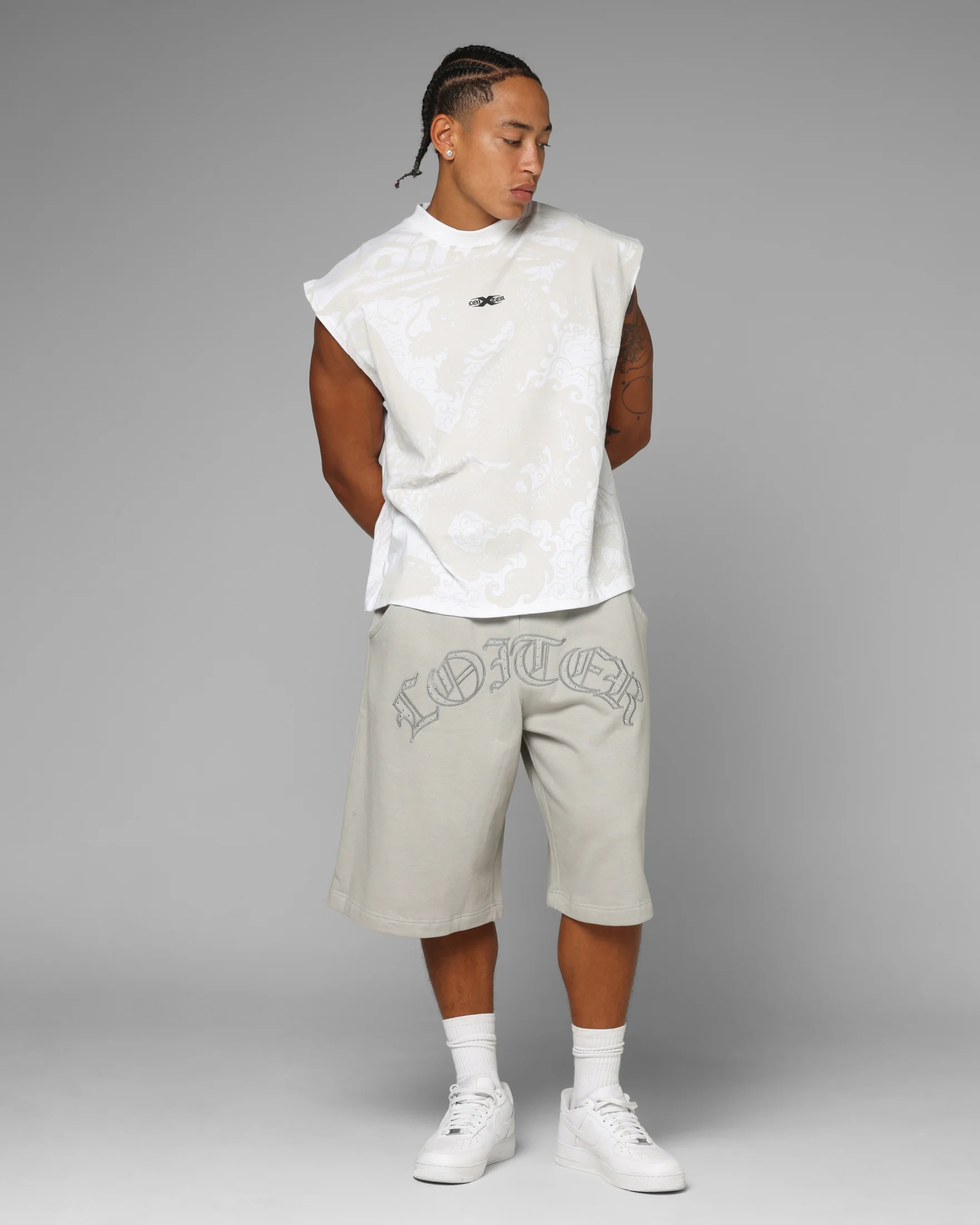 Loiter Destruct Sweat Shorts Grey - Image 2
