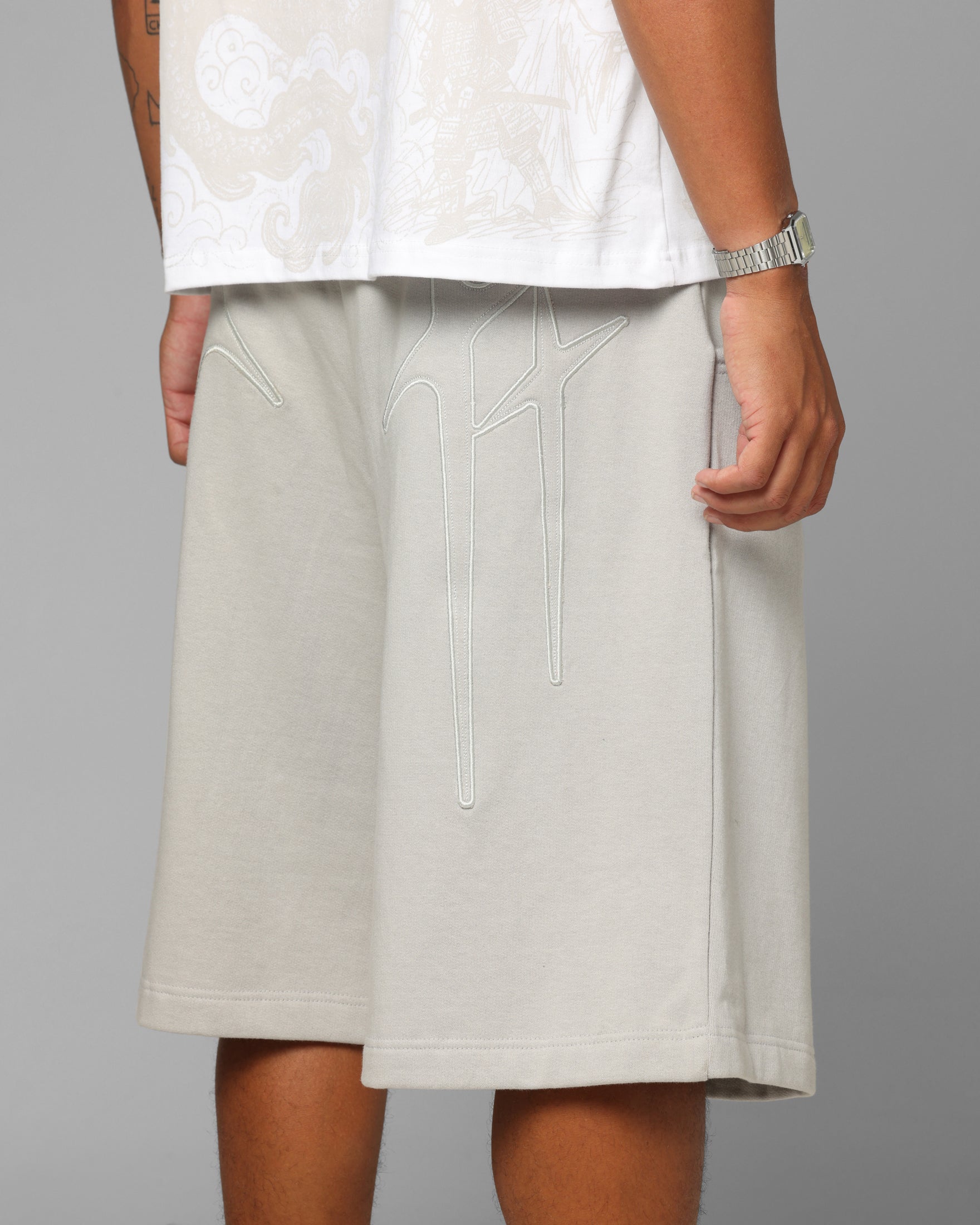Loiter Destruct Sweat Shorts Grey - Image 4
