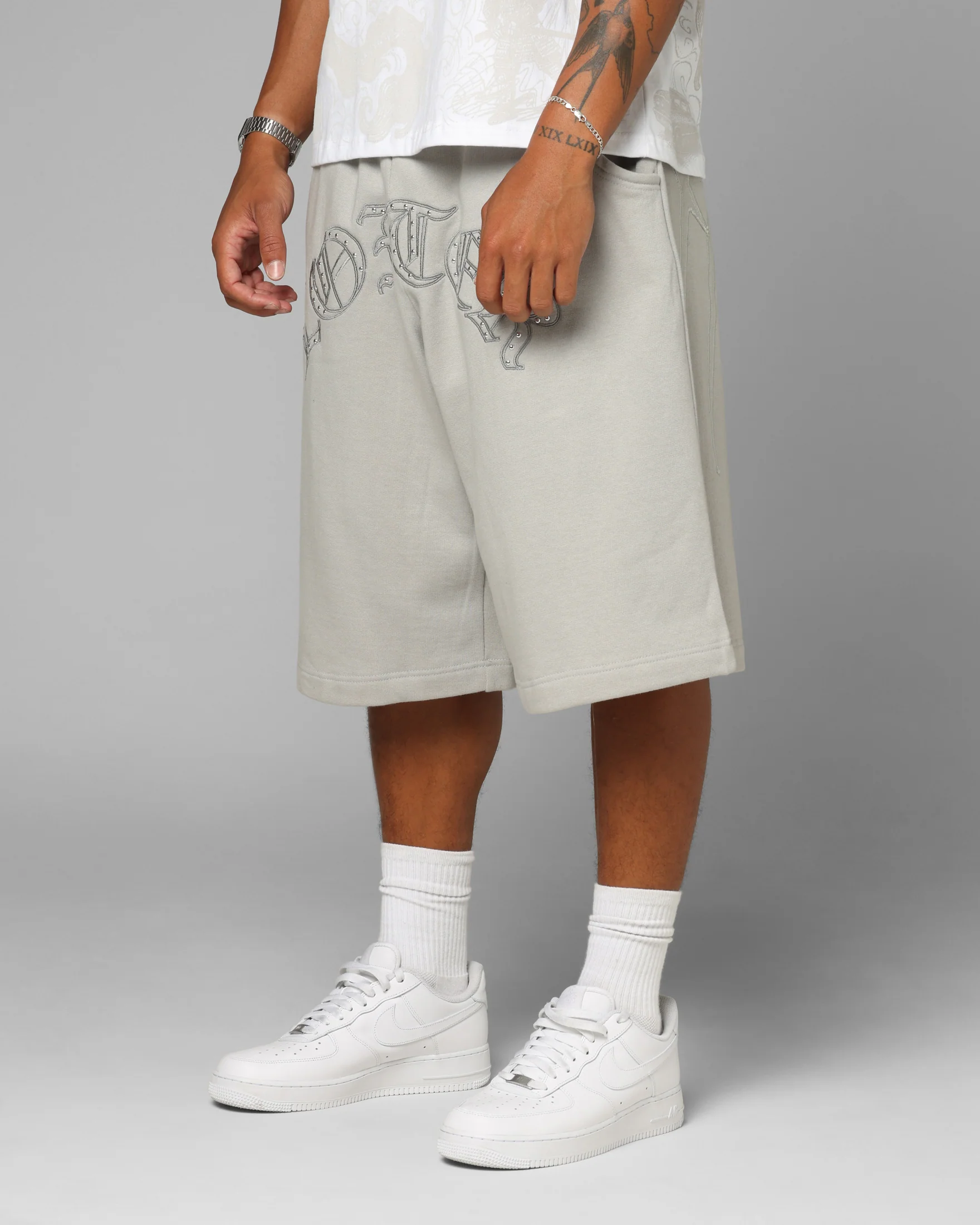 Loiter Destruct Sweat Shorts Grey - Image 5