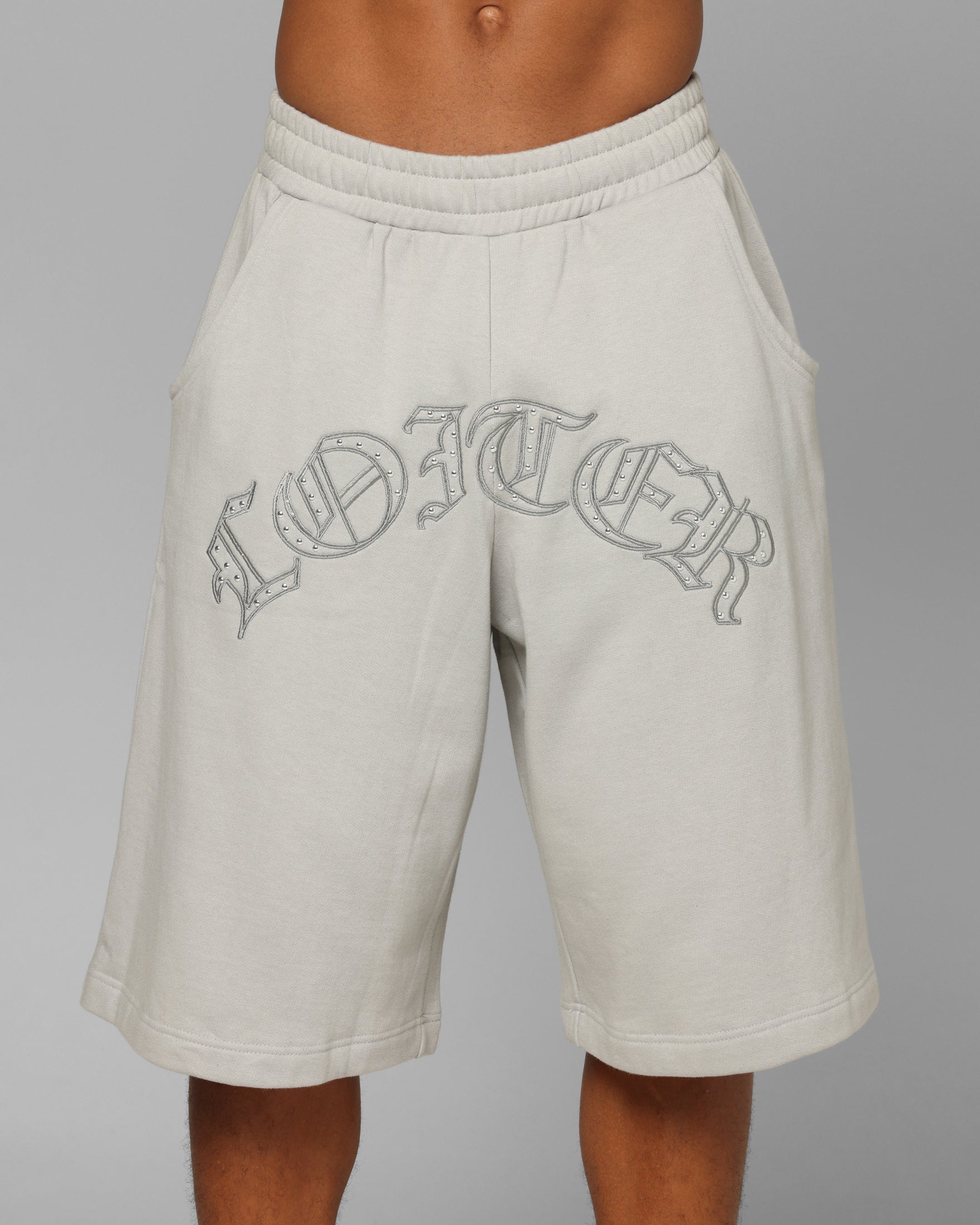 Loiter Destruct Sweat Shorts Grey - Image 7