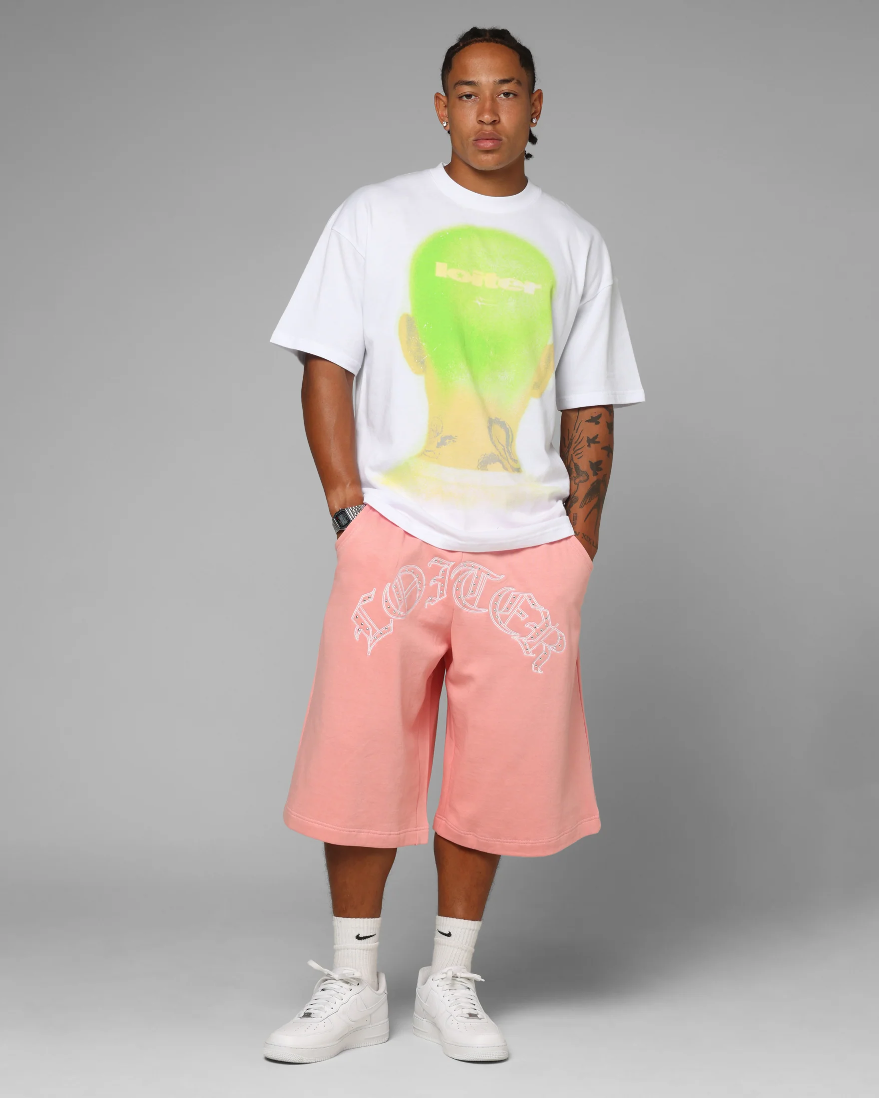 Loiter Destruct Sweat Shorts Pink - Image 2