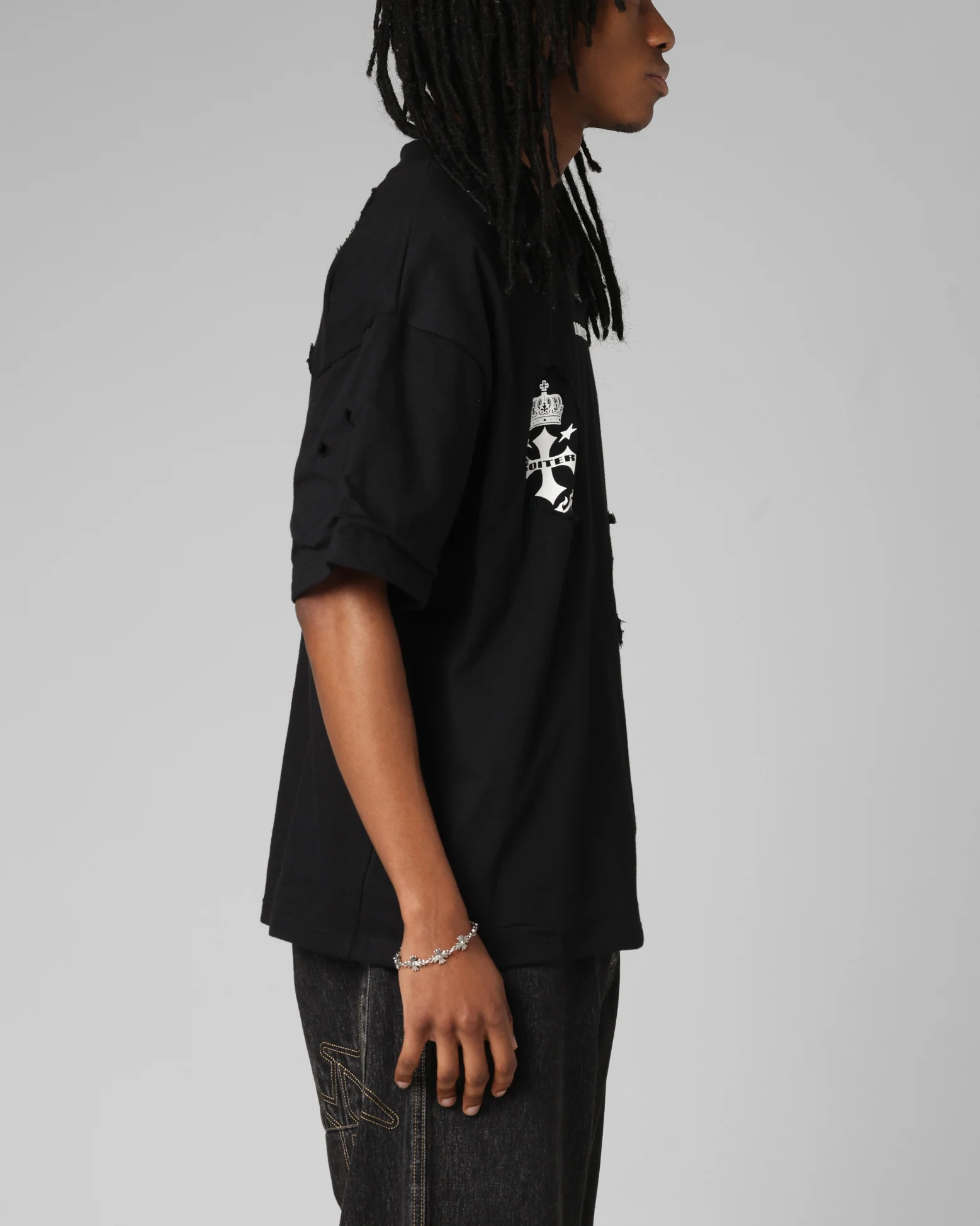 Loiter Destruction T-Shirt Black Wash - Image 5