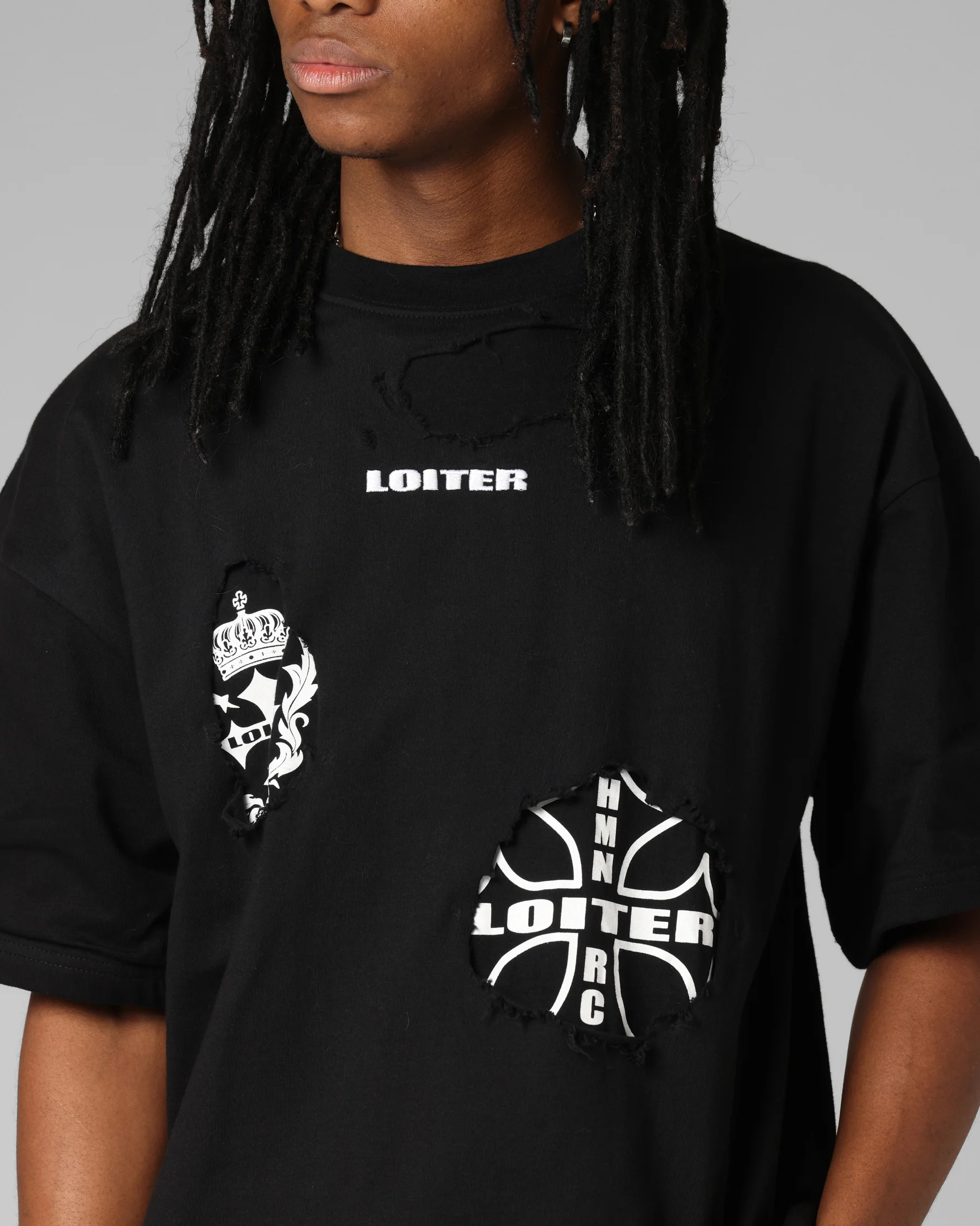 Loiter Destruction T-Shirt Black Wash - Image 7