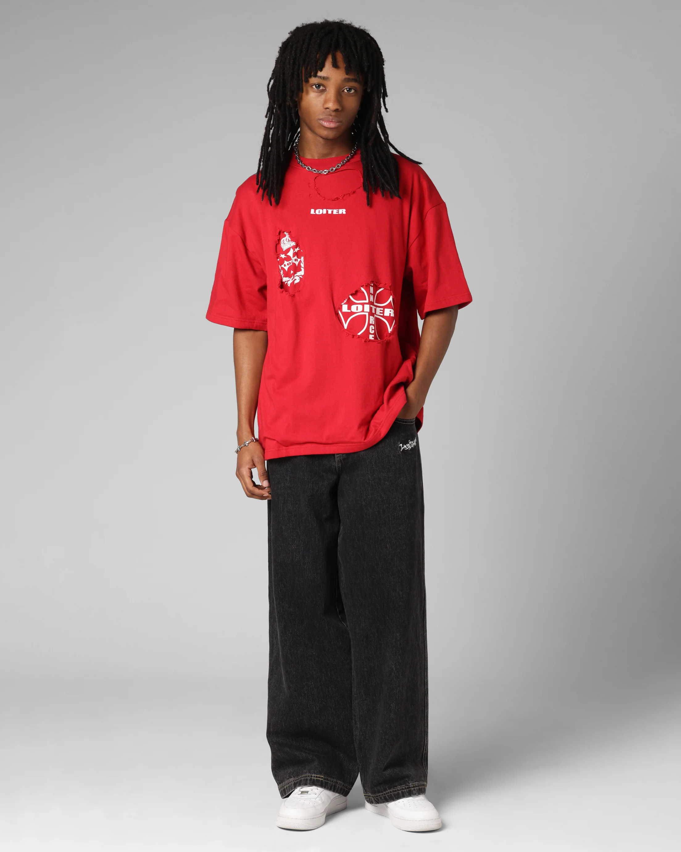 Loiter Destruction T-Shirt Red - Image 3