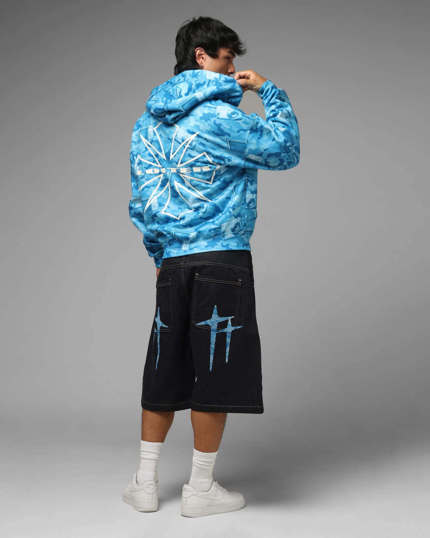 Loiter Digi Camo Zip Hoodie Blue Camo - Image 4