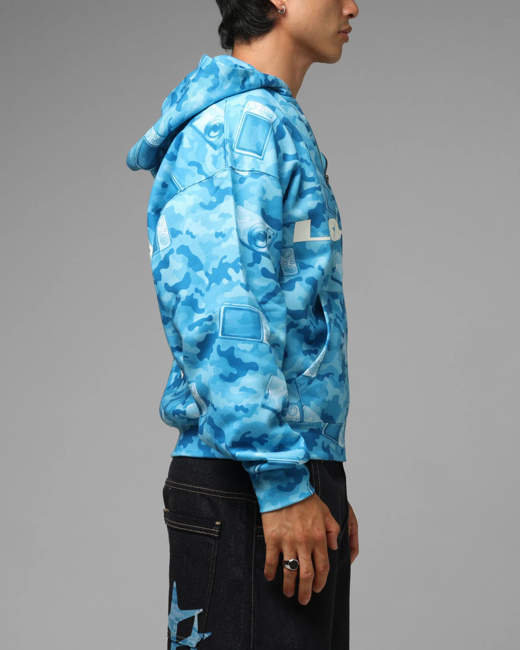 Loiter Digi Camo Zip Hoodie Blue Camo - Image 5