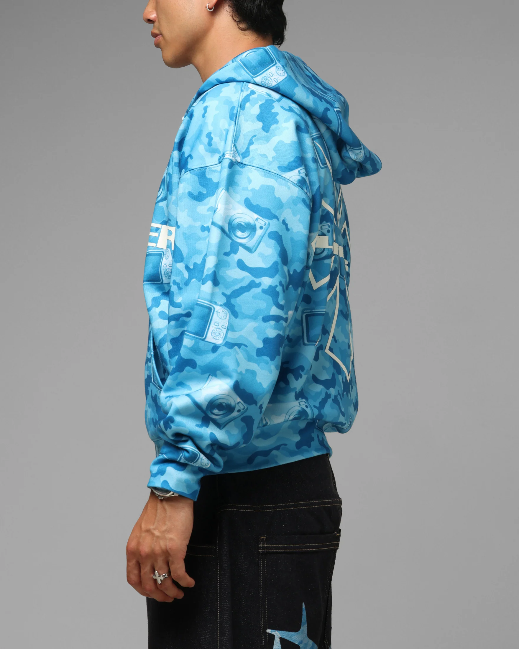 Loiter Digi Camo Zip Hoodie Blue Camo - Image 6