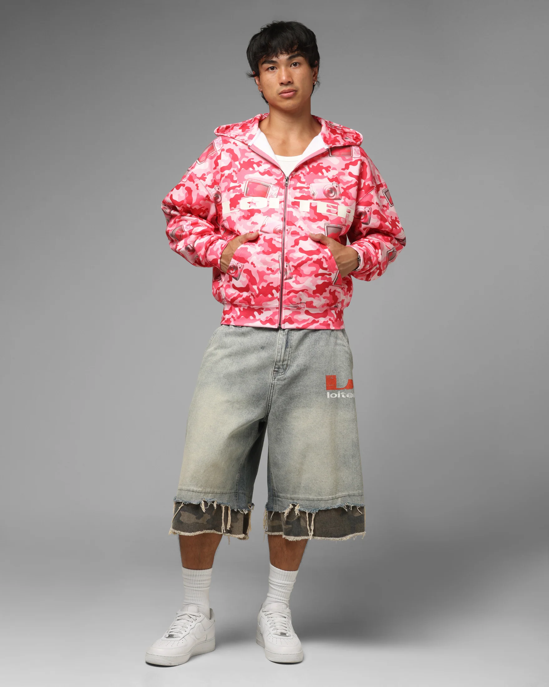 Loiter Digi Camo Zip Hoodie Pink Camo - Image 3