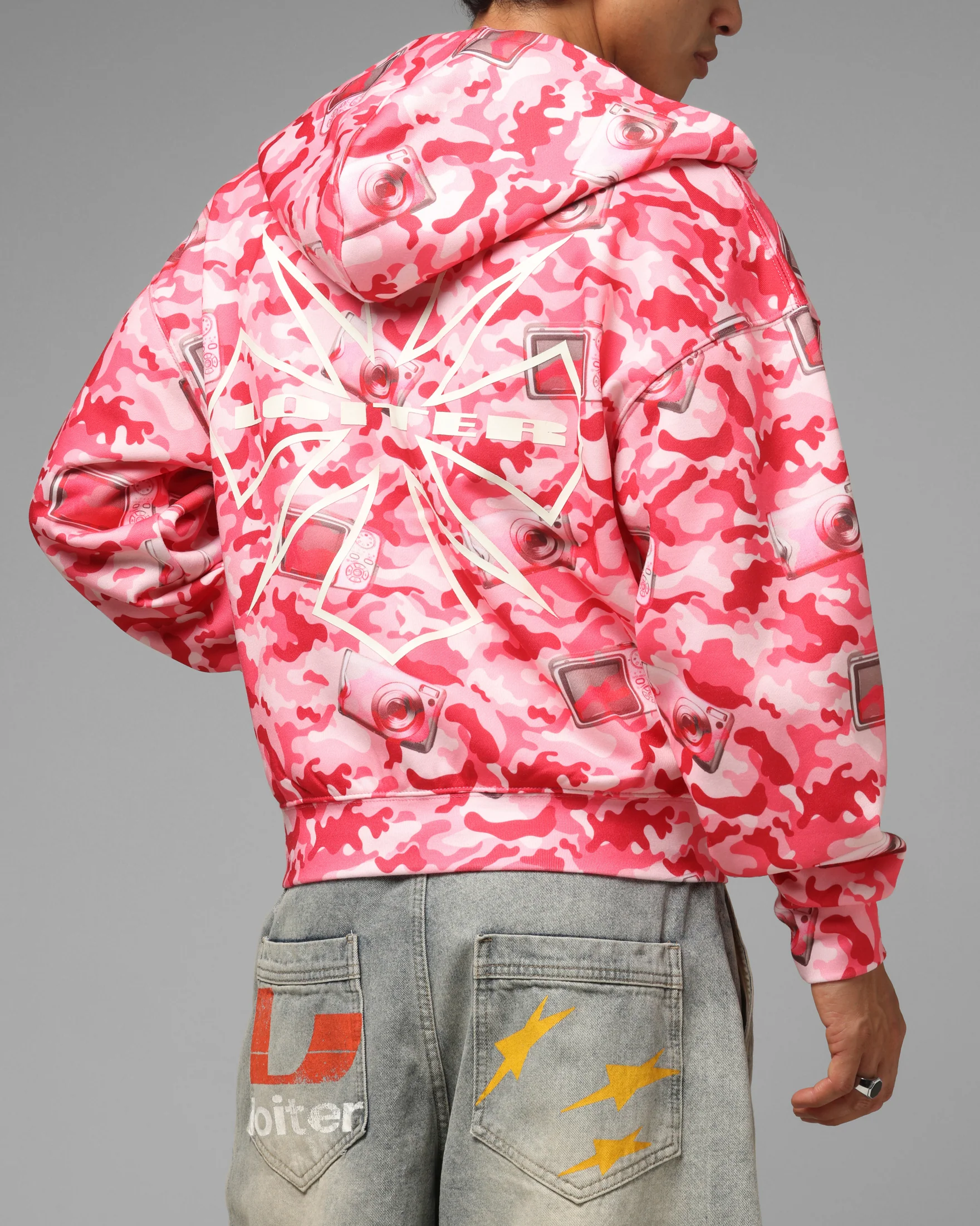 Loiter Digi Camo Zip Hoodie Pink Camo - Image 7