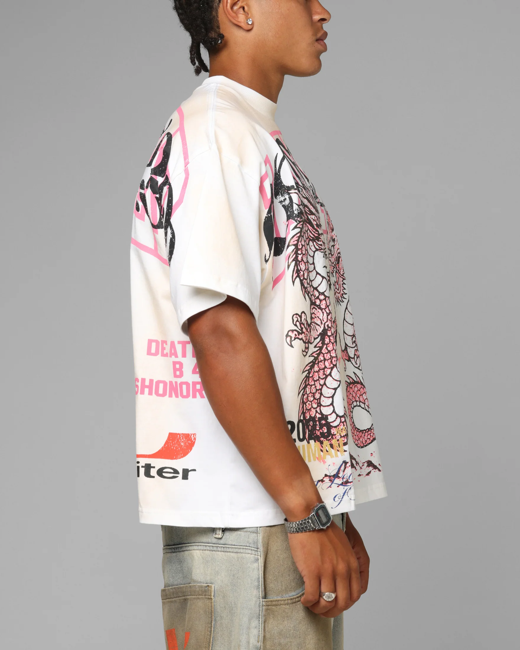 Loiter Dragon Rhinestone T-Shirt White - Image 5