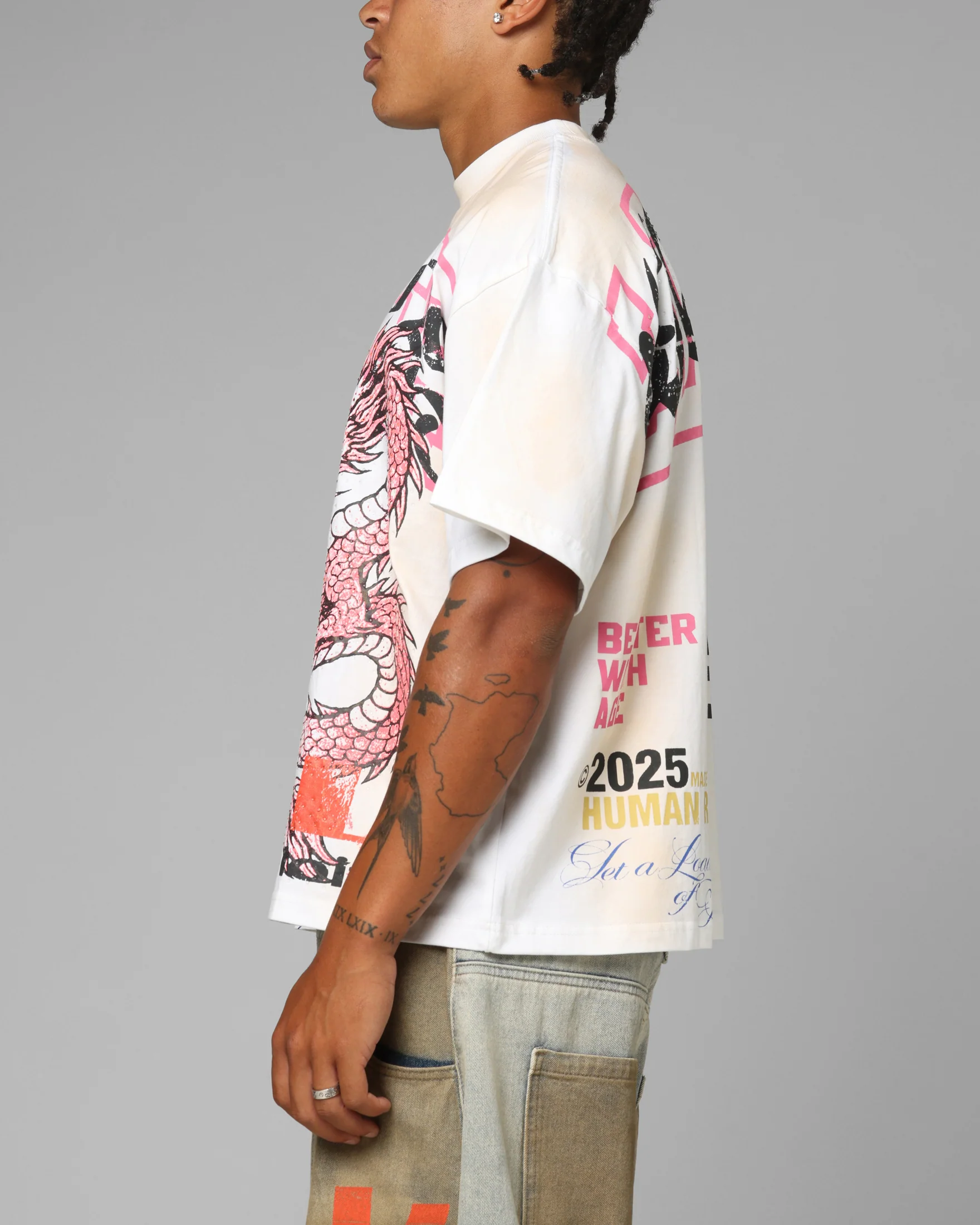 Loiter Dragon Rhinestone T-Shirt White - Image 6