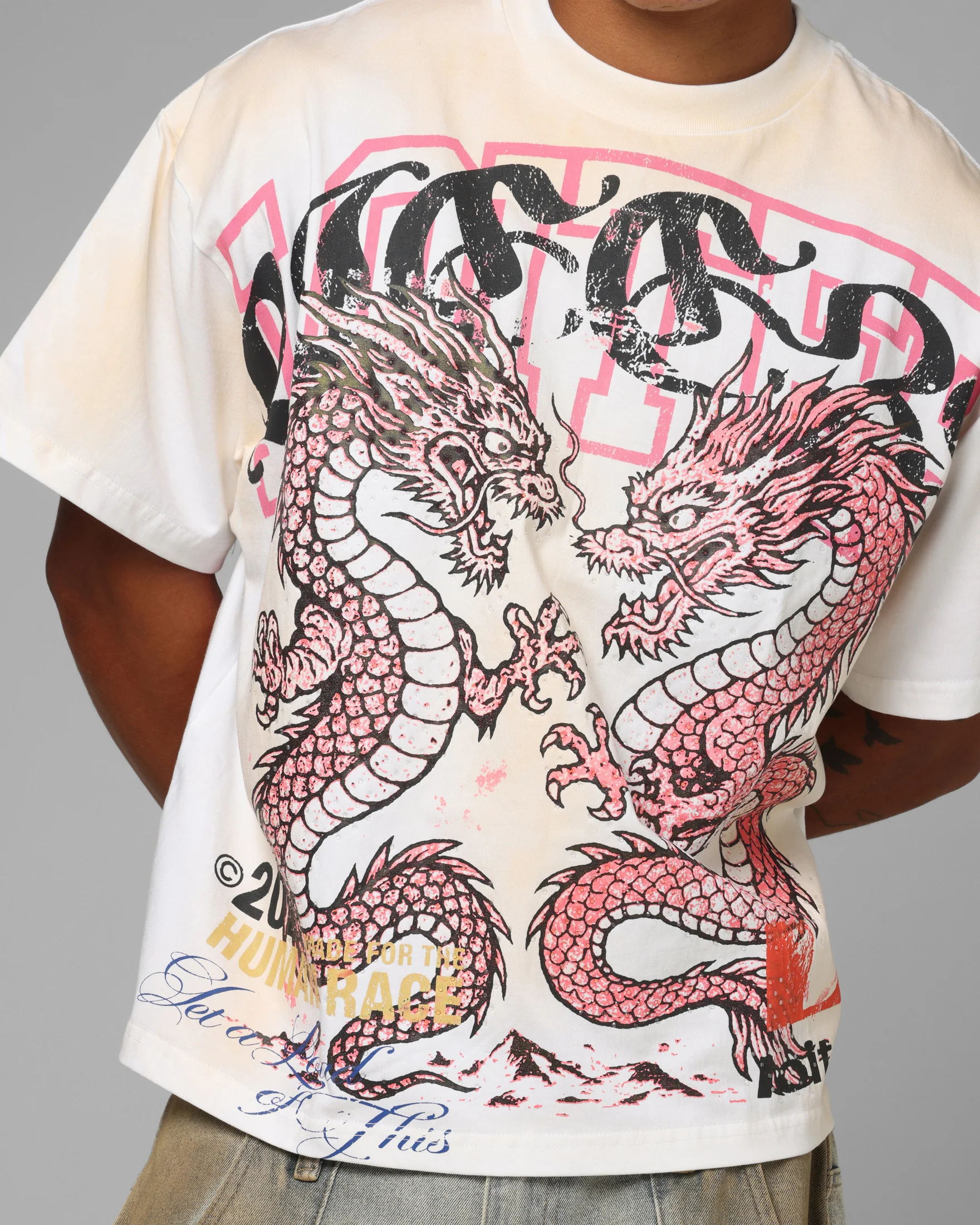 Loiter Dragon Rhinestone T-Shirt White - Image 7