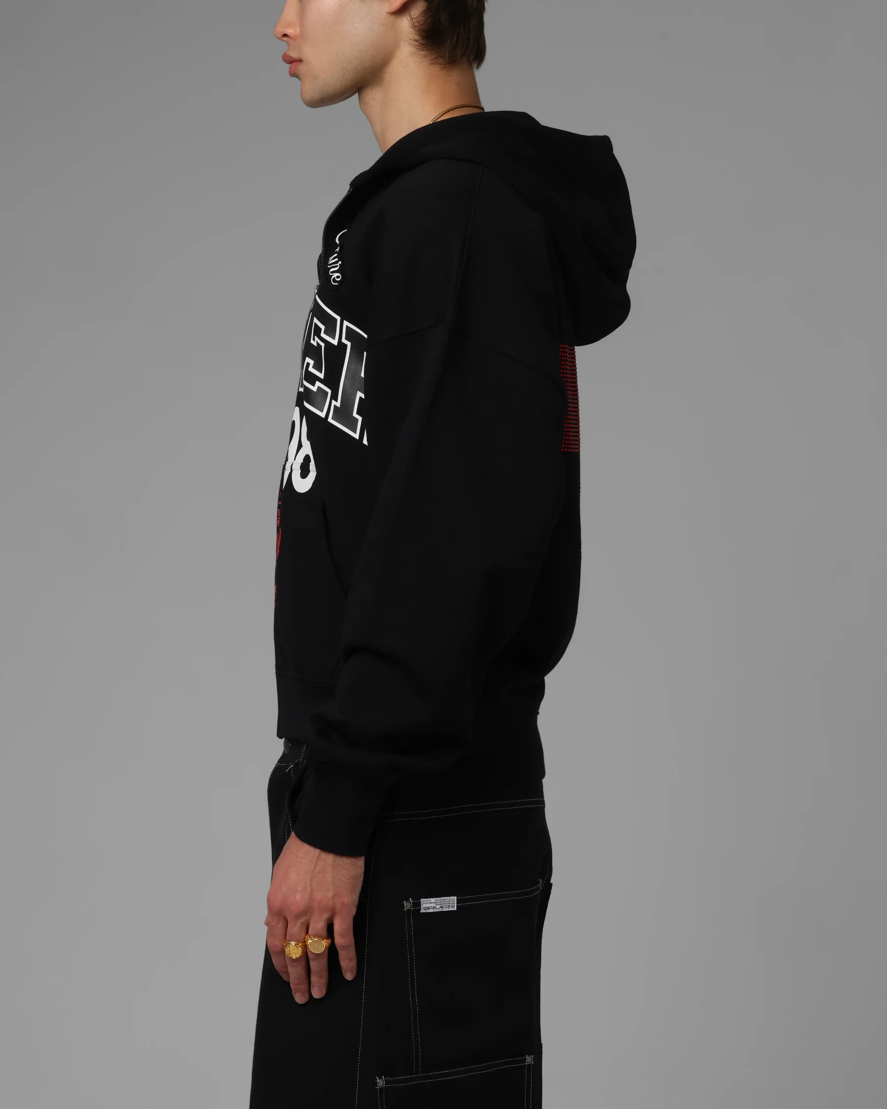 Loiter Drop Out Zip Hoodie Black - Image 6