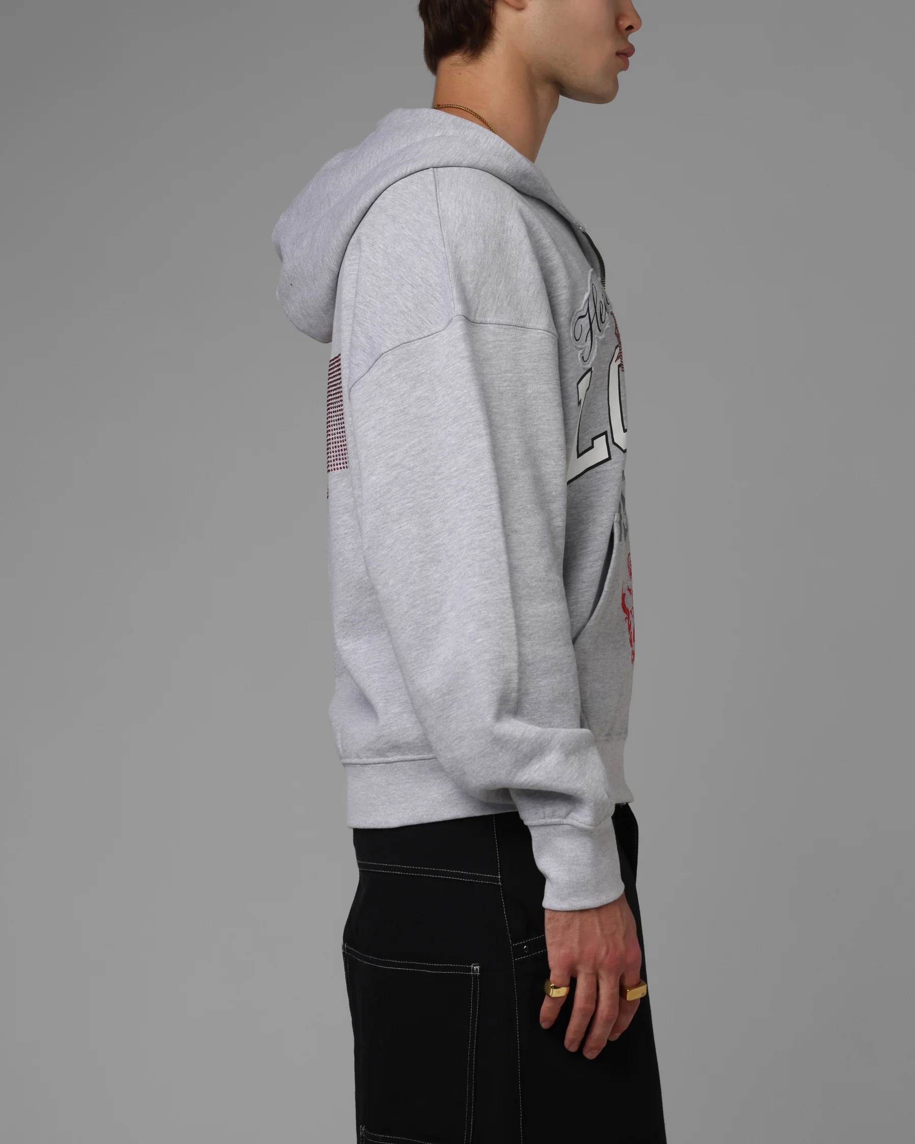 Loiter Drop Out Zip Hoodie Grey - Image 5