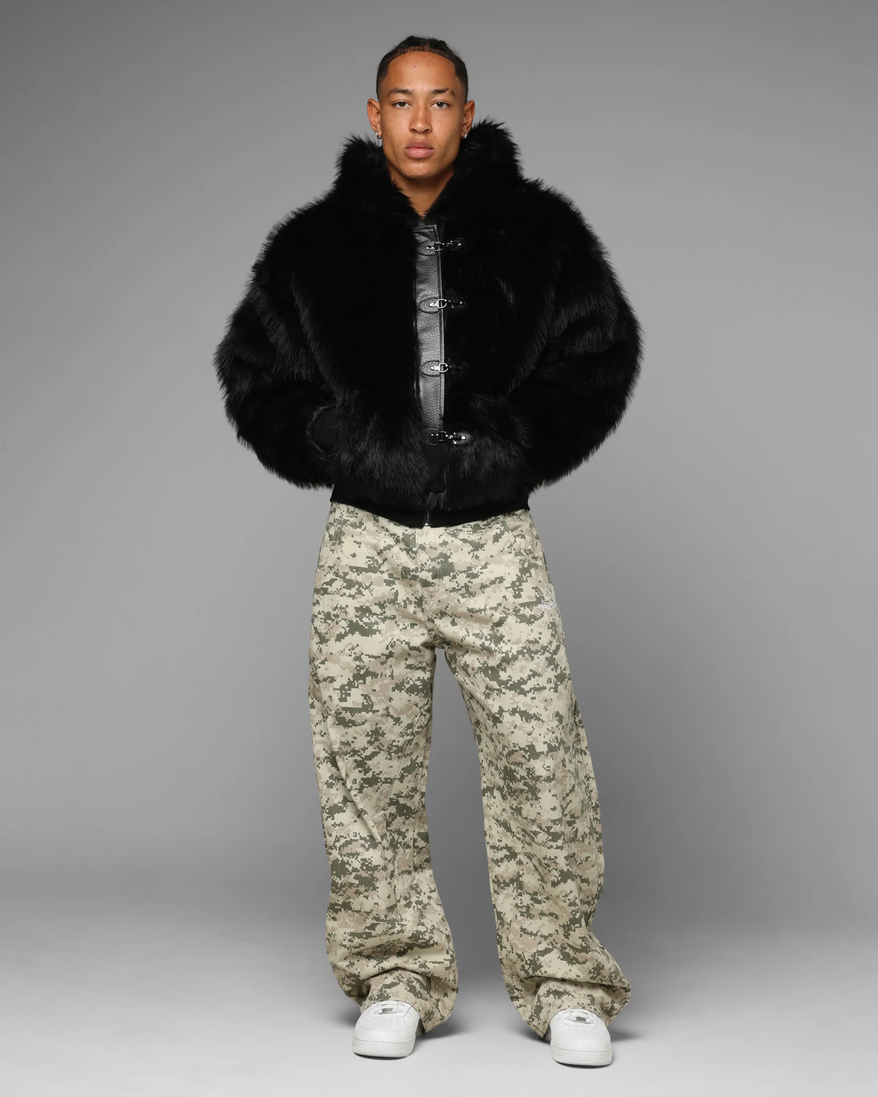 Loiter Eastern Bloc Fur Jacket Black - Image 3