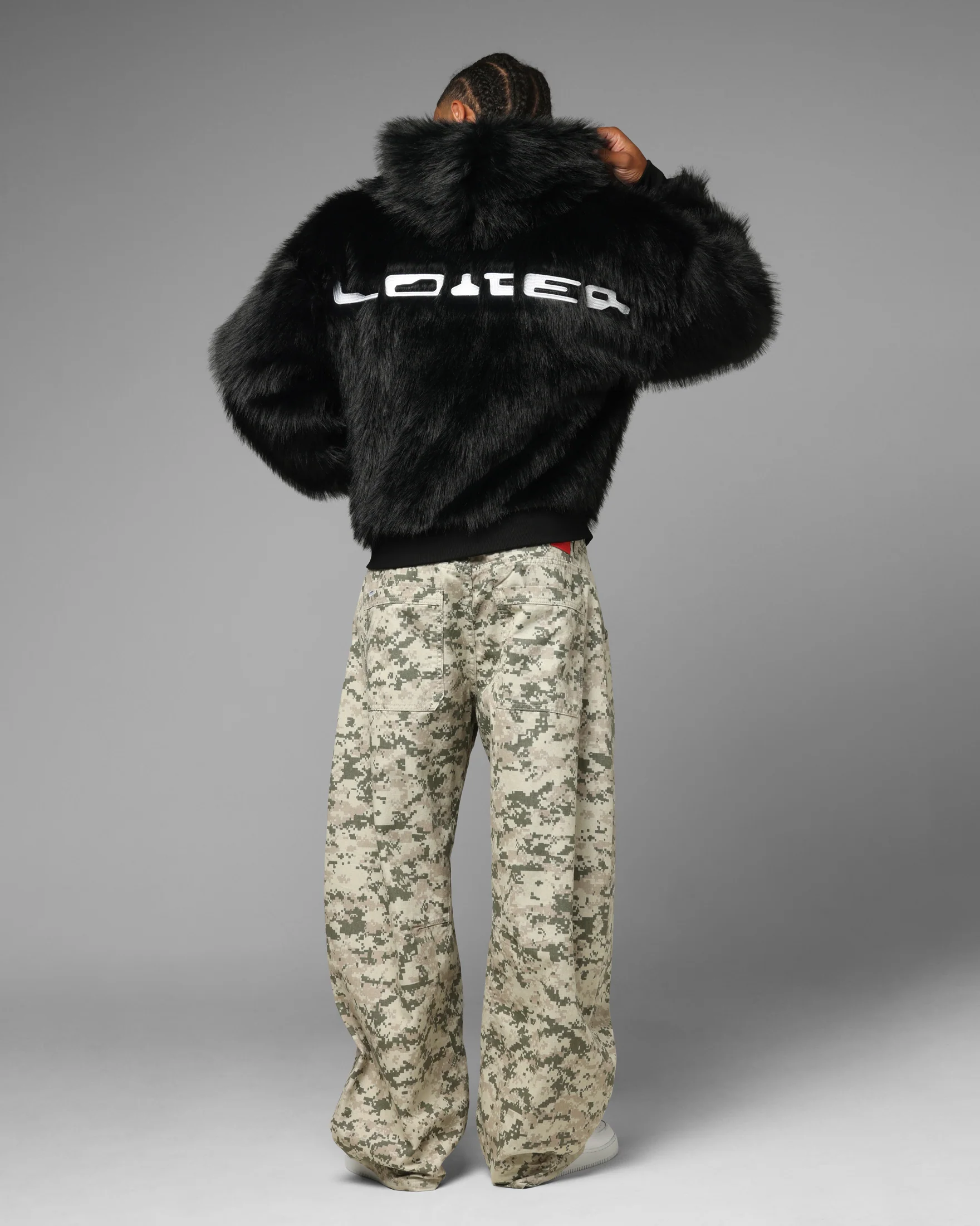 Loiter Eastern Bloc Fur Jacket Black - Image 4