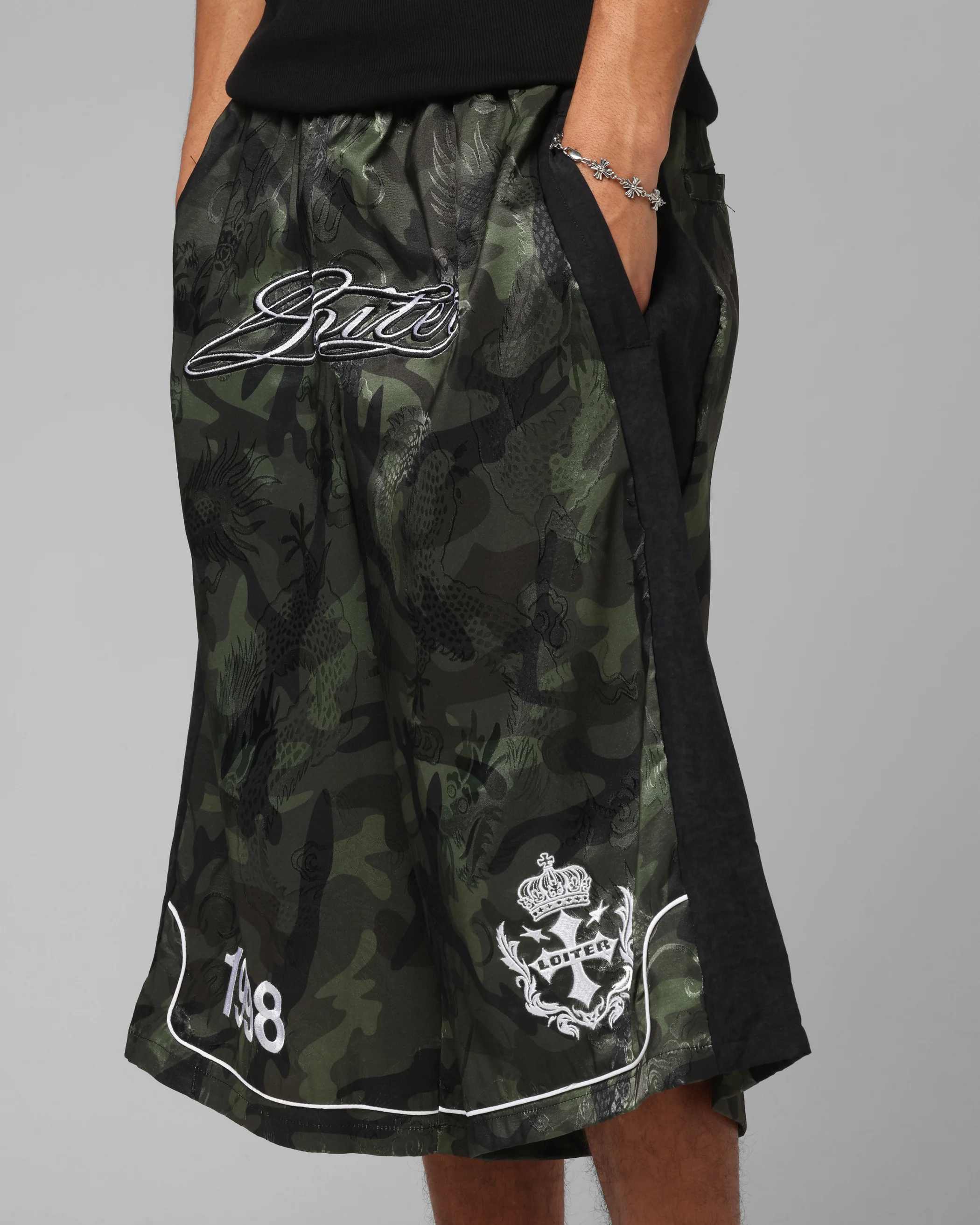 Loiter Fight Club 3 Quarter Shorts Woodland Camo - Image 3