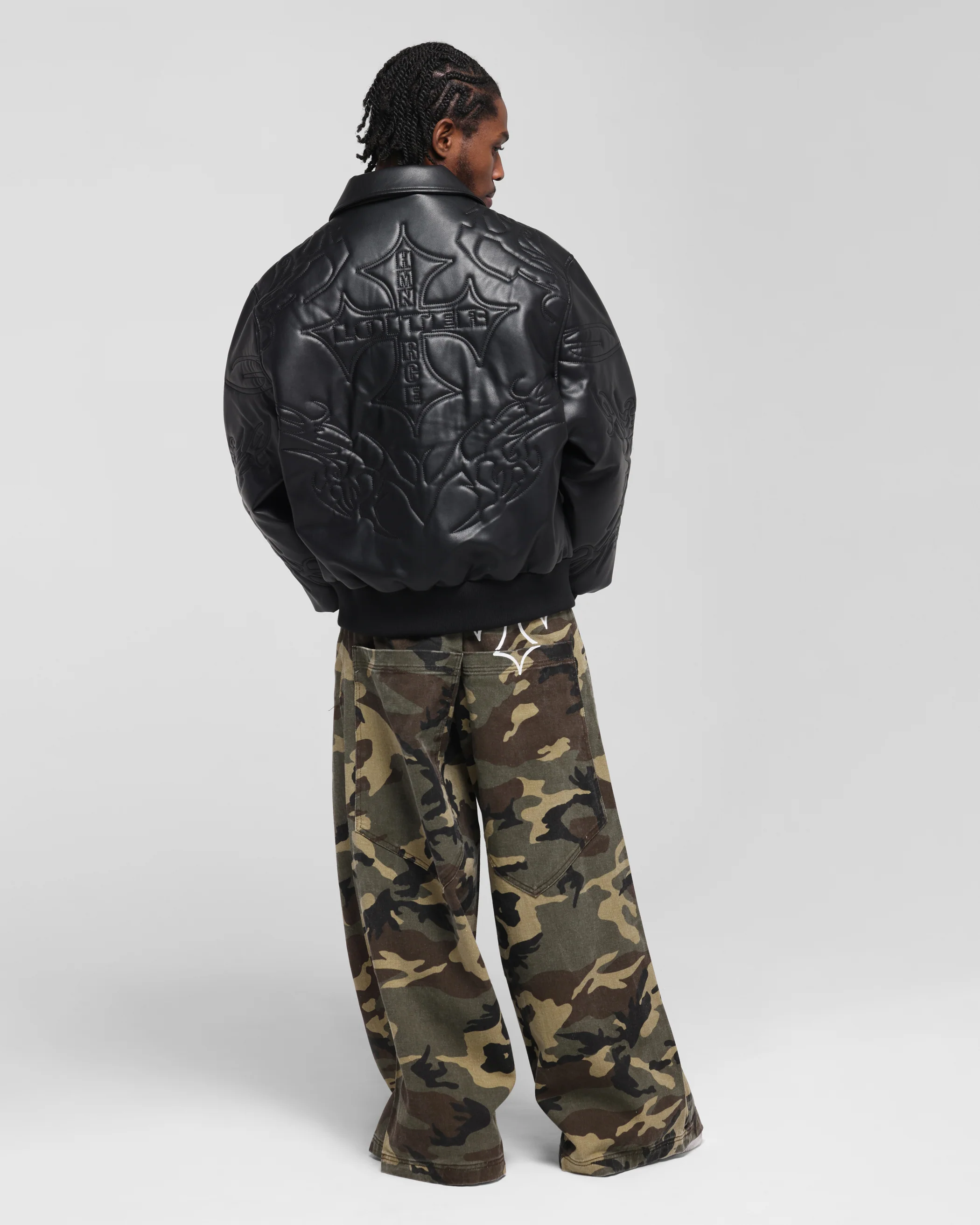 Loiter Fury Vegan Leather Jacket Washed Black - Image 3