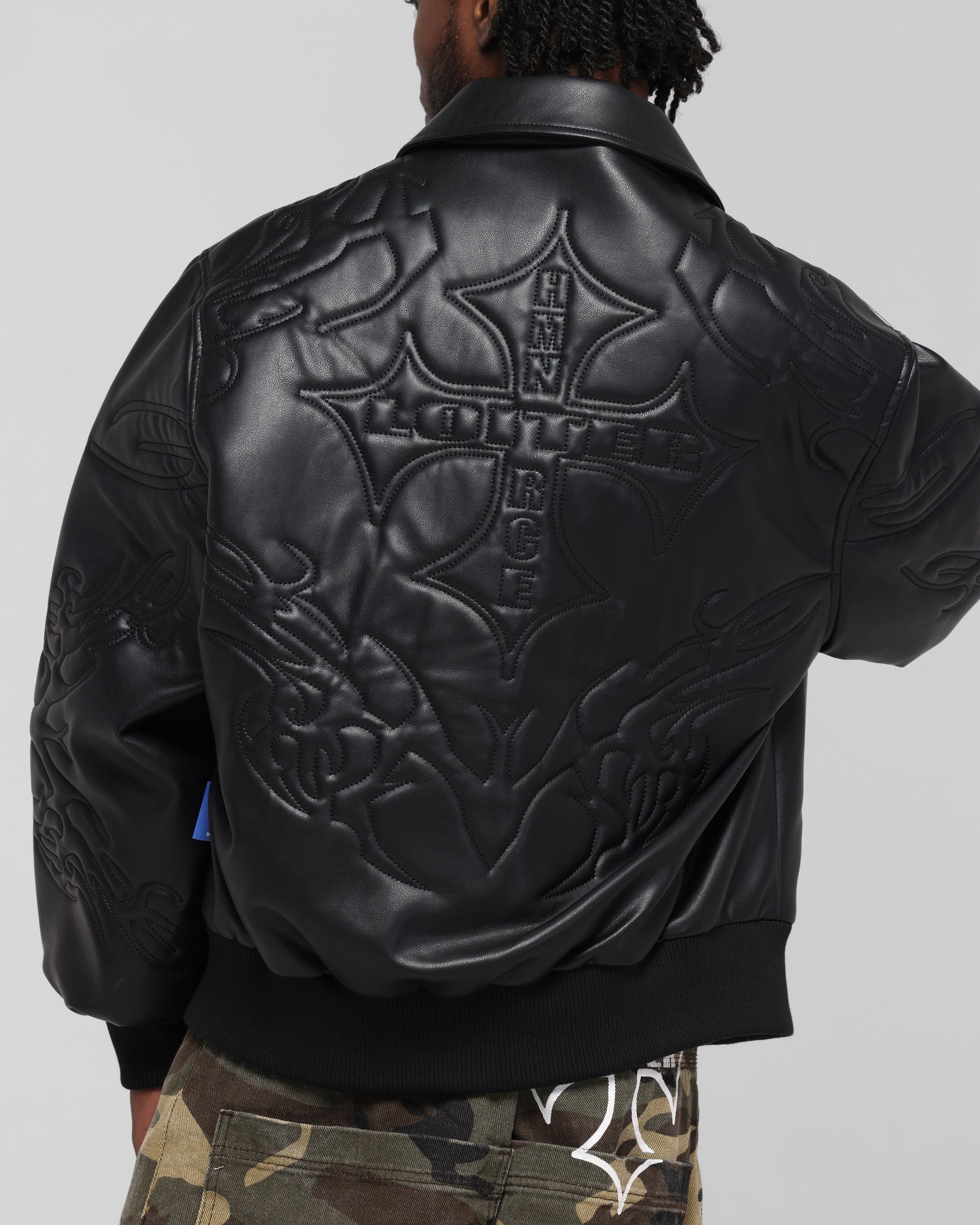 Loiter Fury Vegan Leather Jacket Washed Black - Image 7