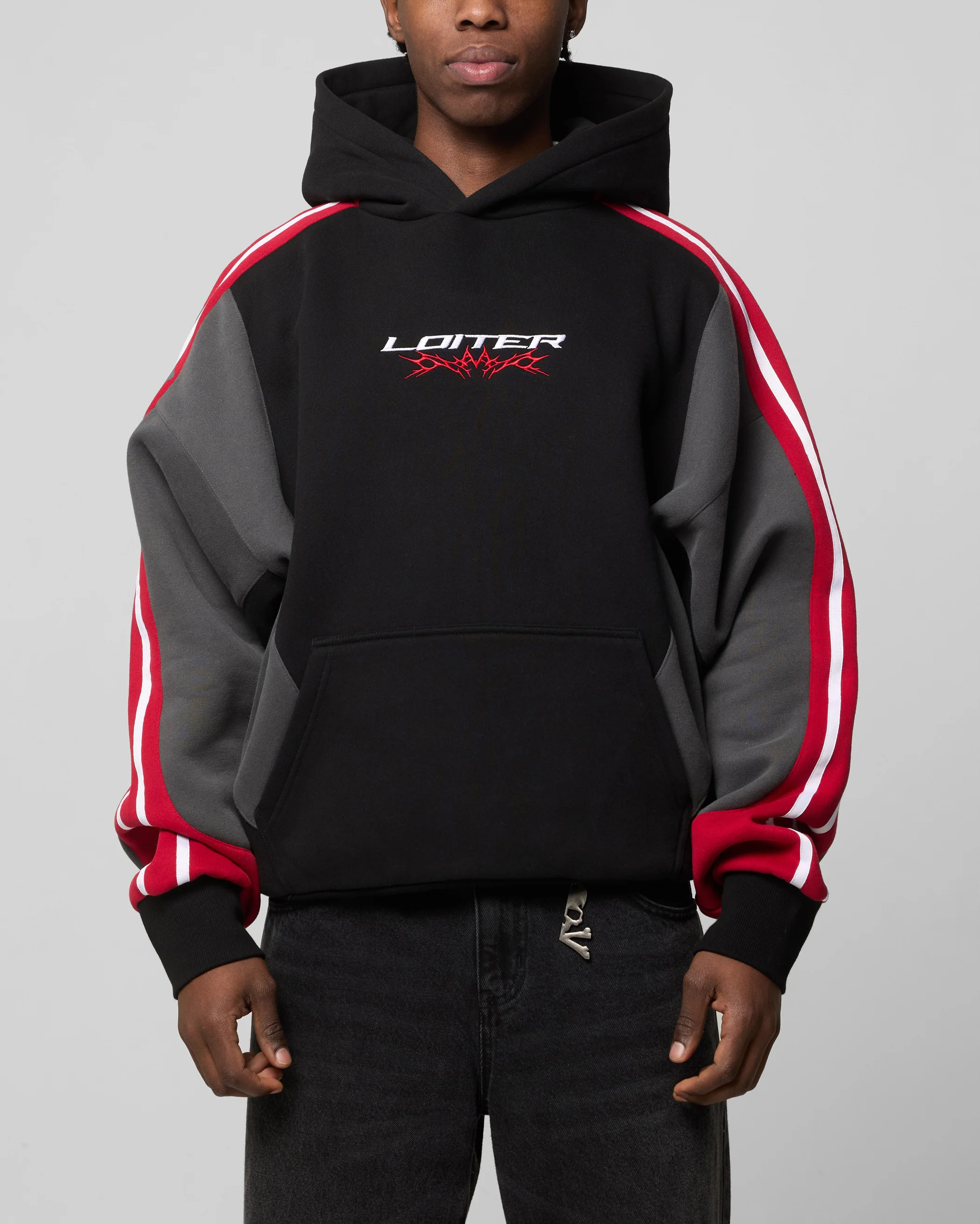 Hunter Patchwork Hoodie Black/Red