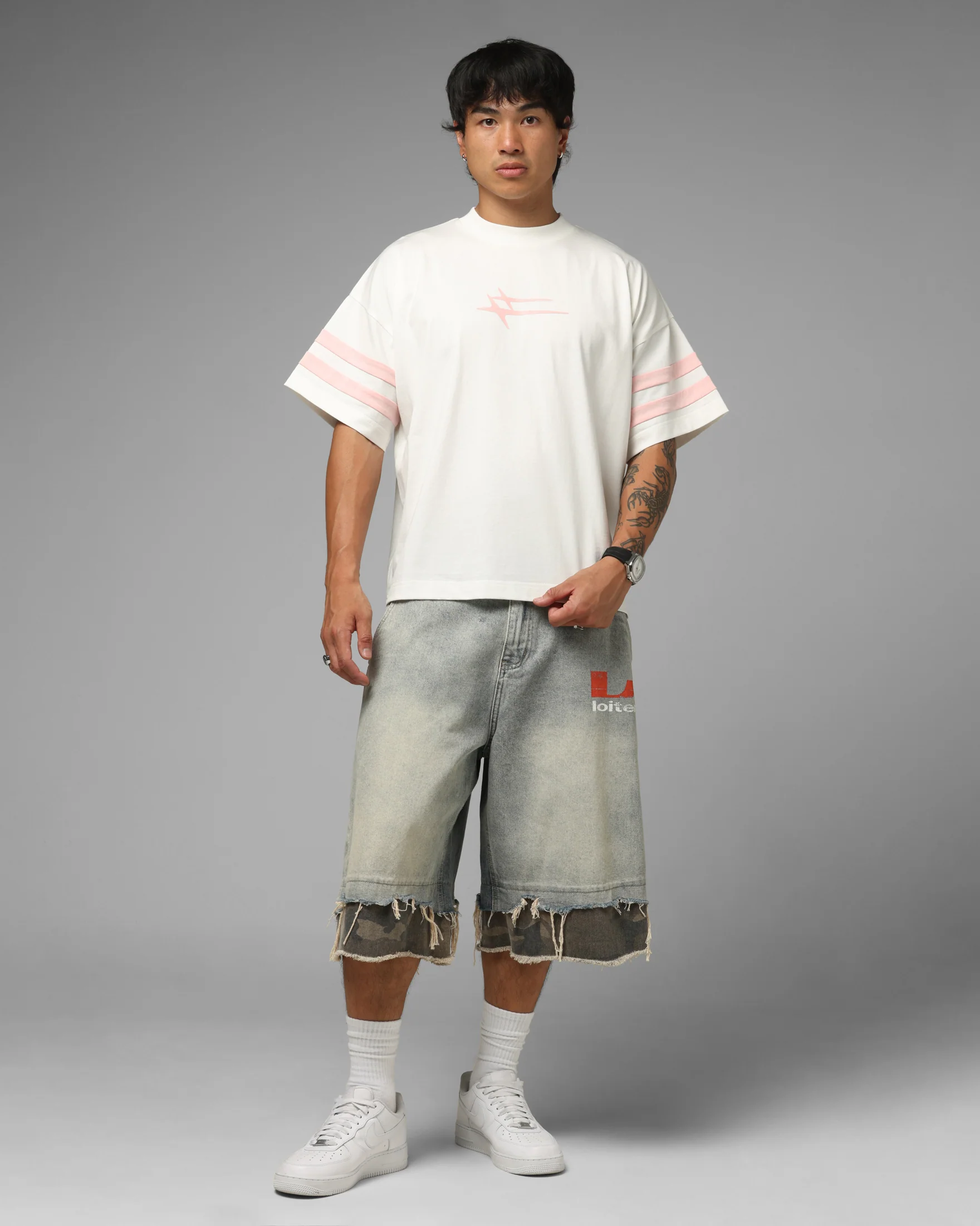 Loiter Hybrid Endzone T-Shirt Off White - Image 2
