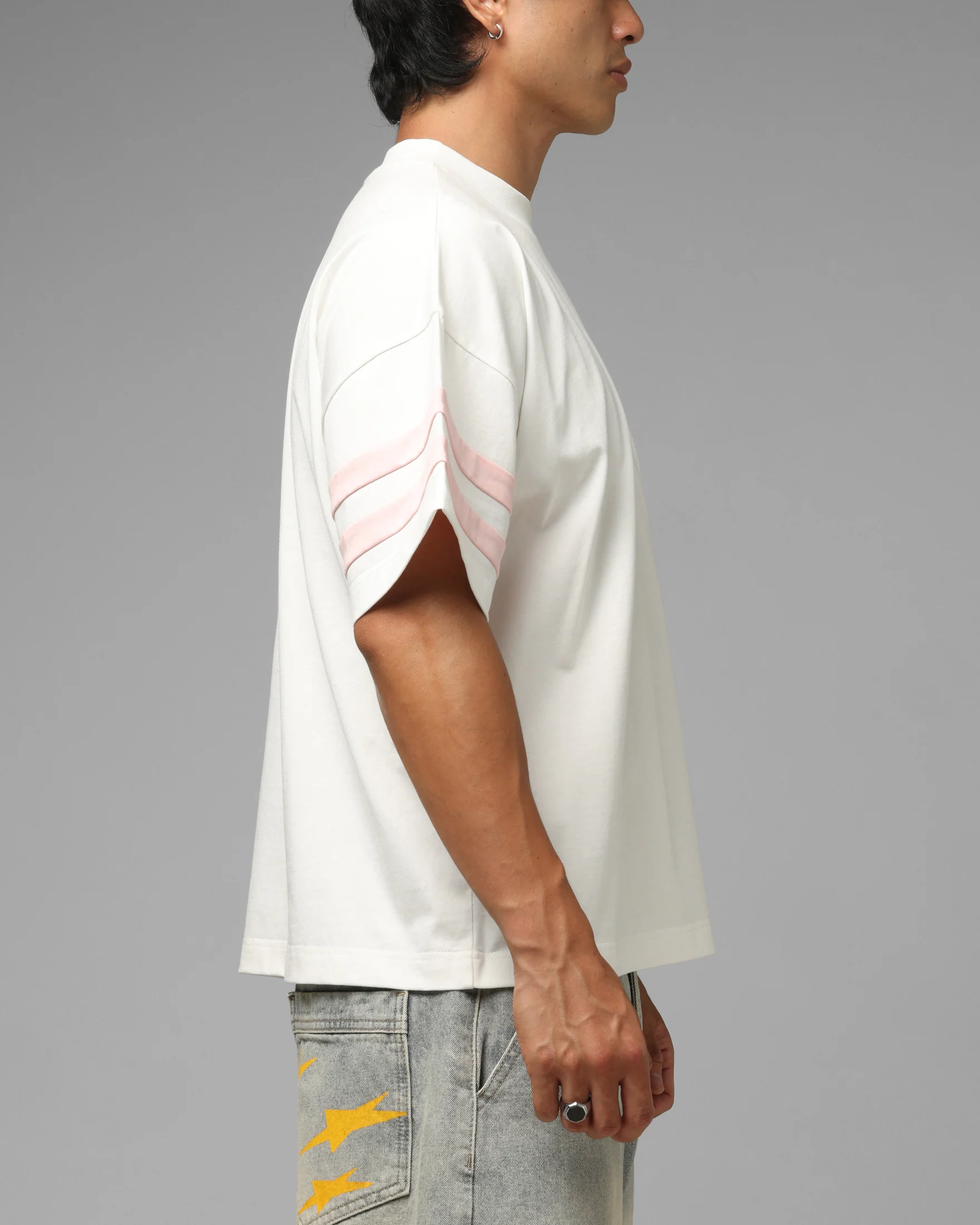 Loiter Hybrid Endzone T-Shirt Off White - Image 4